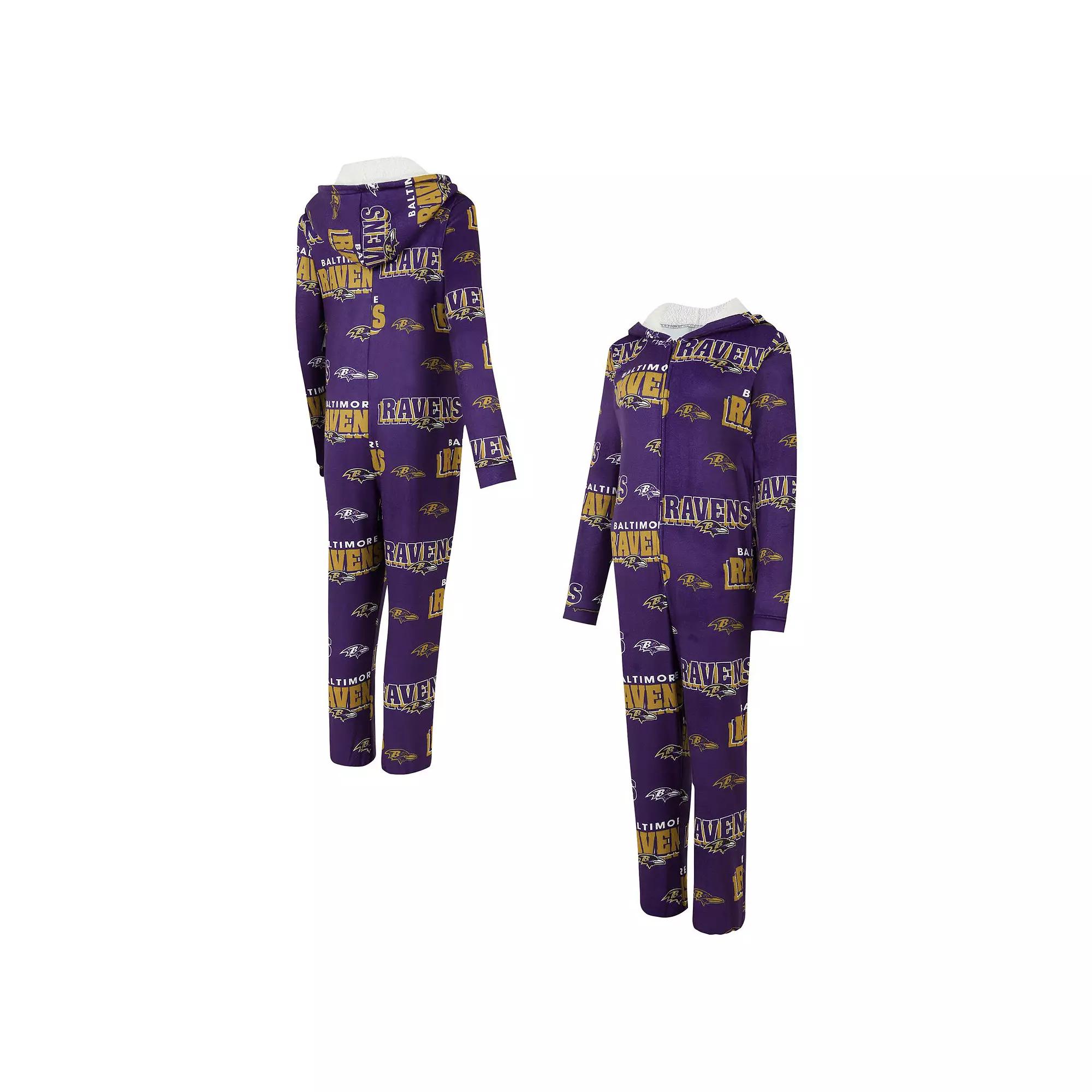 Women's Concepts Sport Purple Baltimore Ravens Roadway Allover Print Microfleece Full-Zip Union Suit,  Product Image