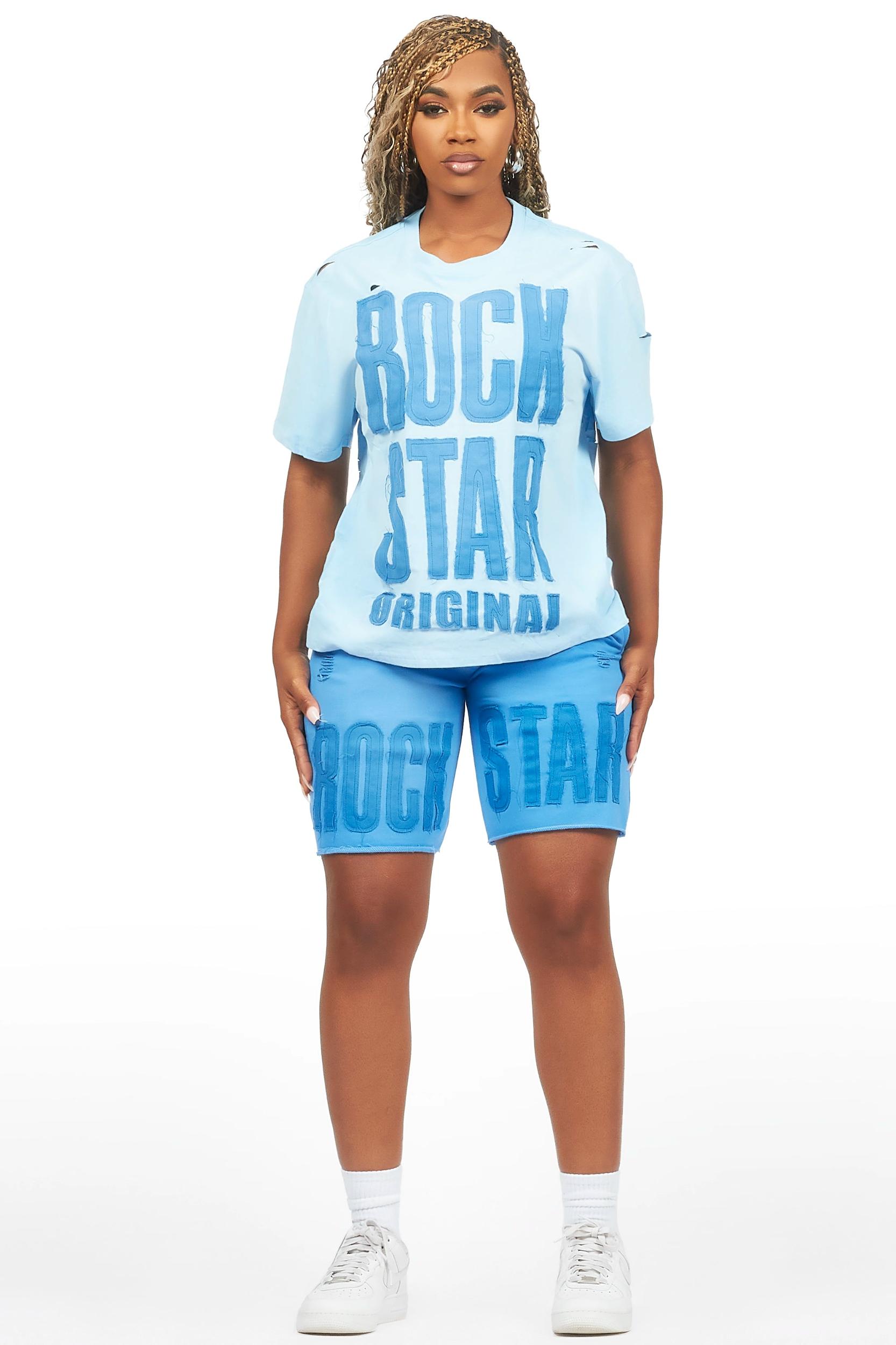 Shantrice Blue T-Shirt Short Set Female Product Image