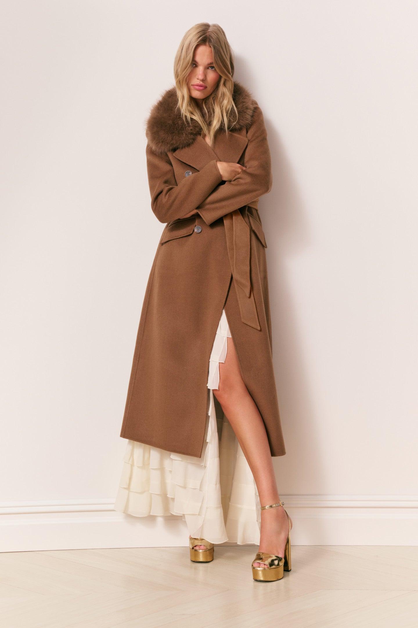 Char Faux Fur Collar Wool Coat Product Image