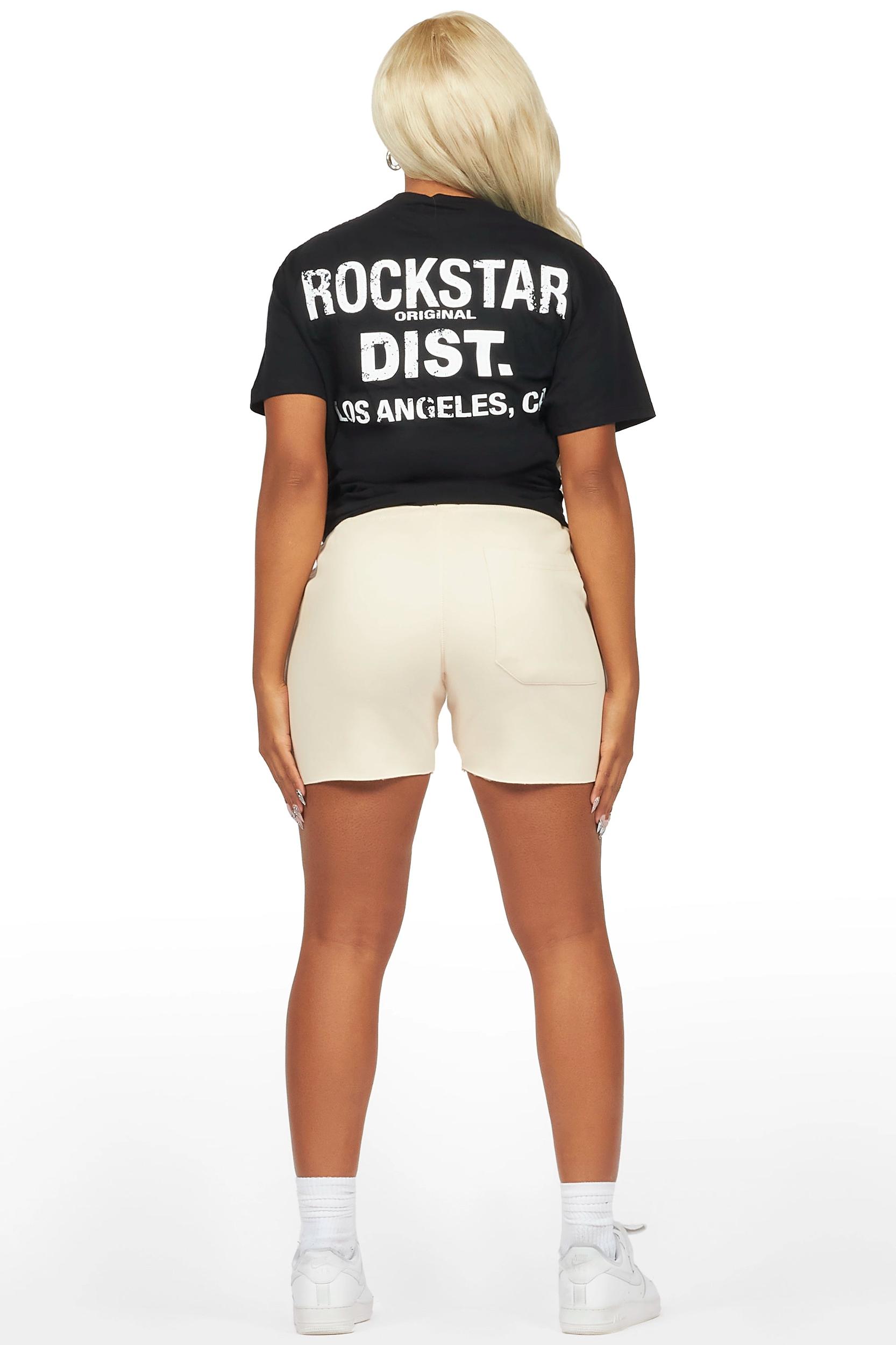 Ernia Black/Beige T-Shirt Short Set Female Product Image