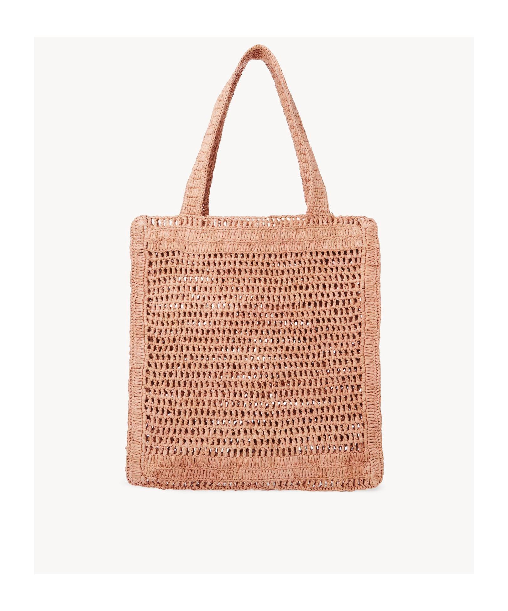 CHLOÉ Summer Banana Embellished Crocheted Embroidered Faux Raffia Tote In Beige Product Image