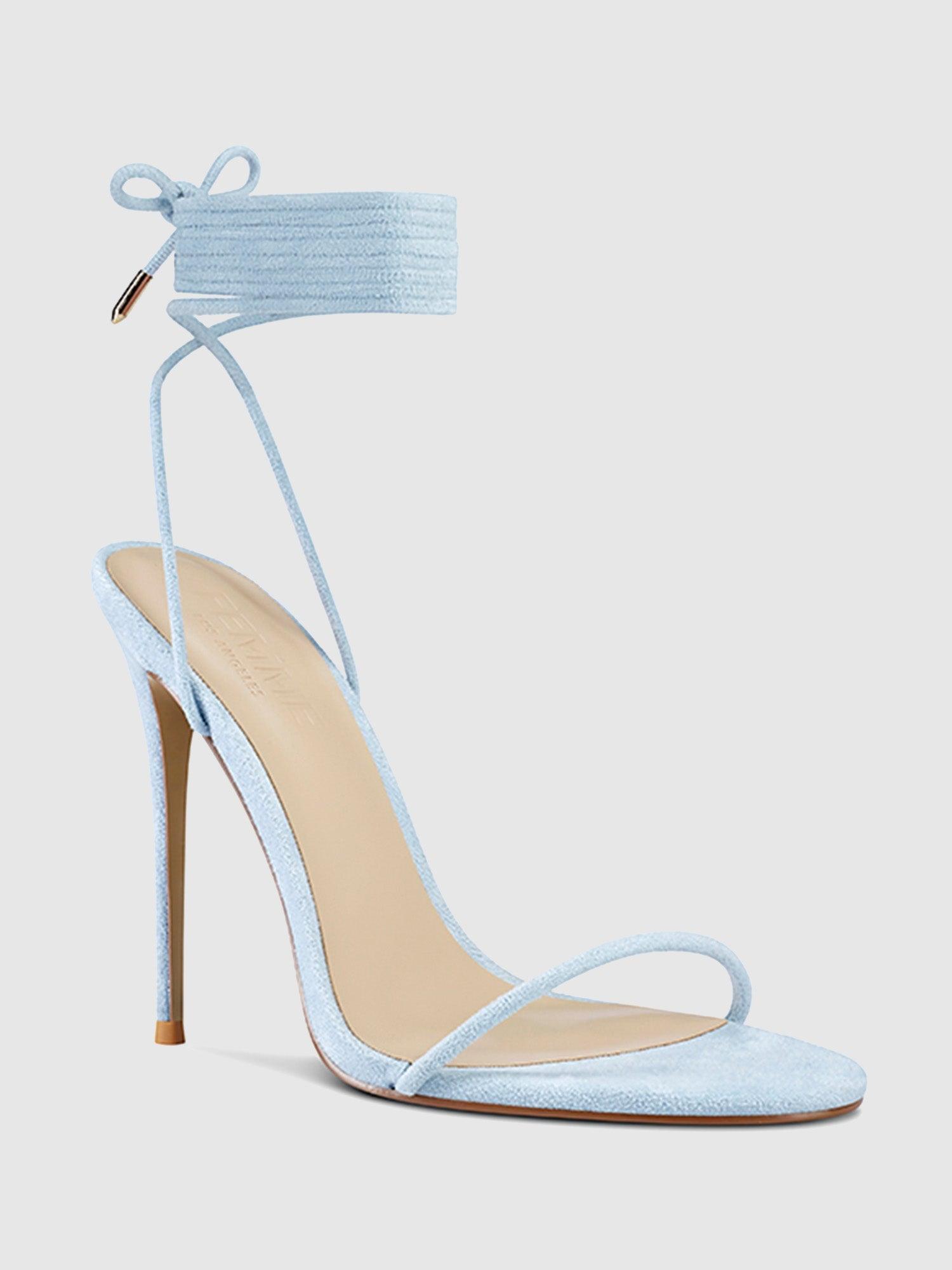 Barely There Lace Up Heel - Powder Blue Product Image