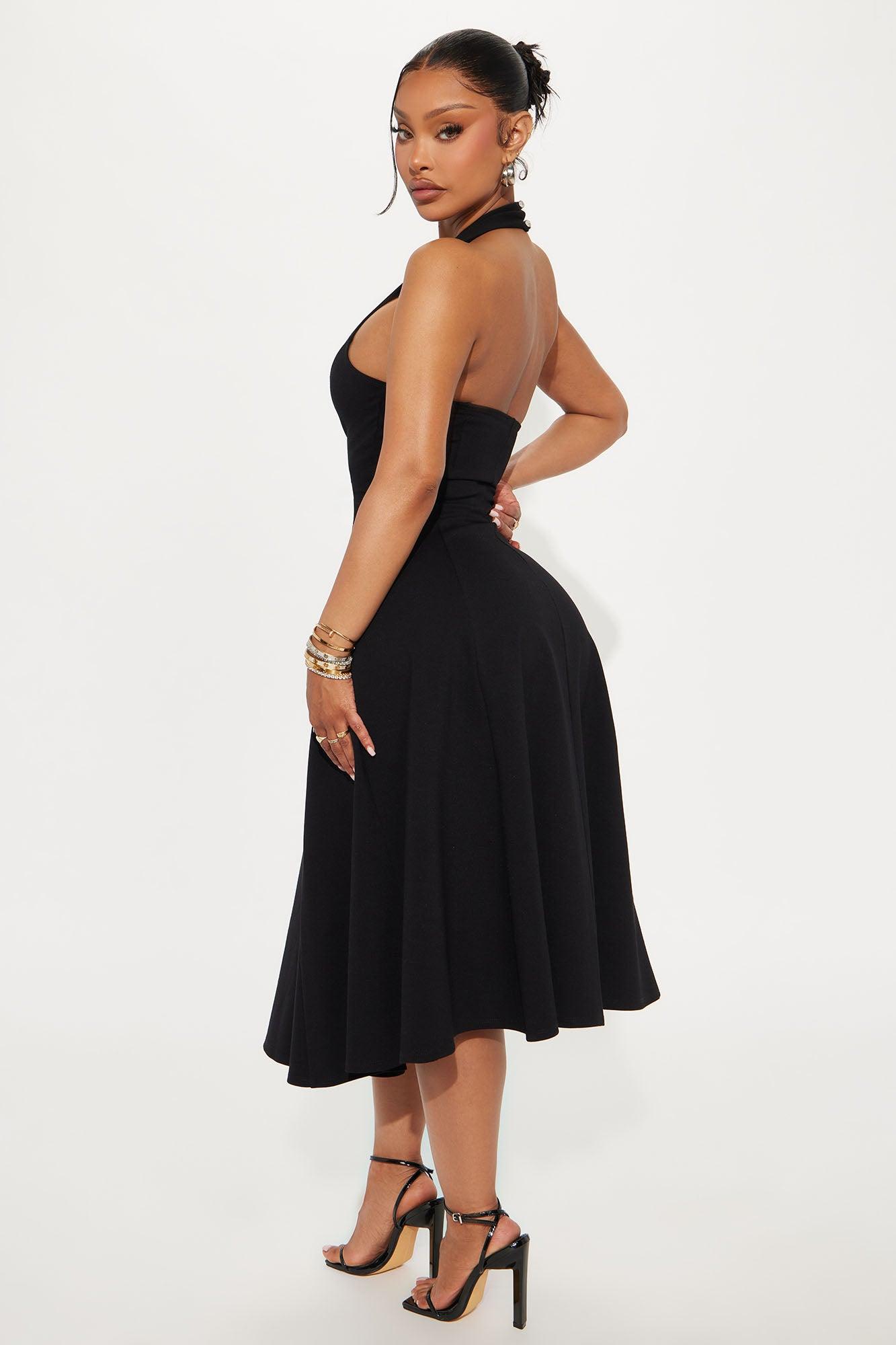 Mabel Ponte Midi Dress - Black Product Image