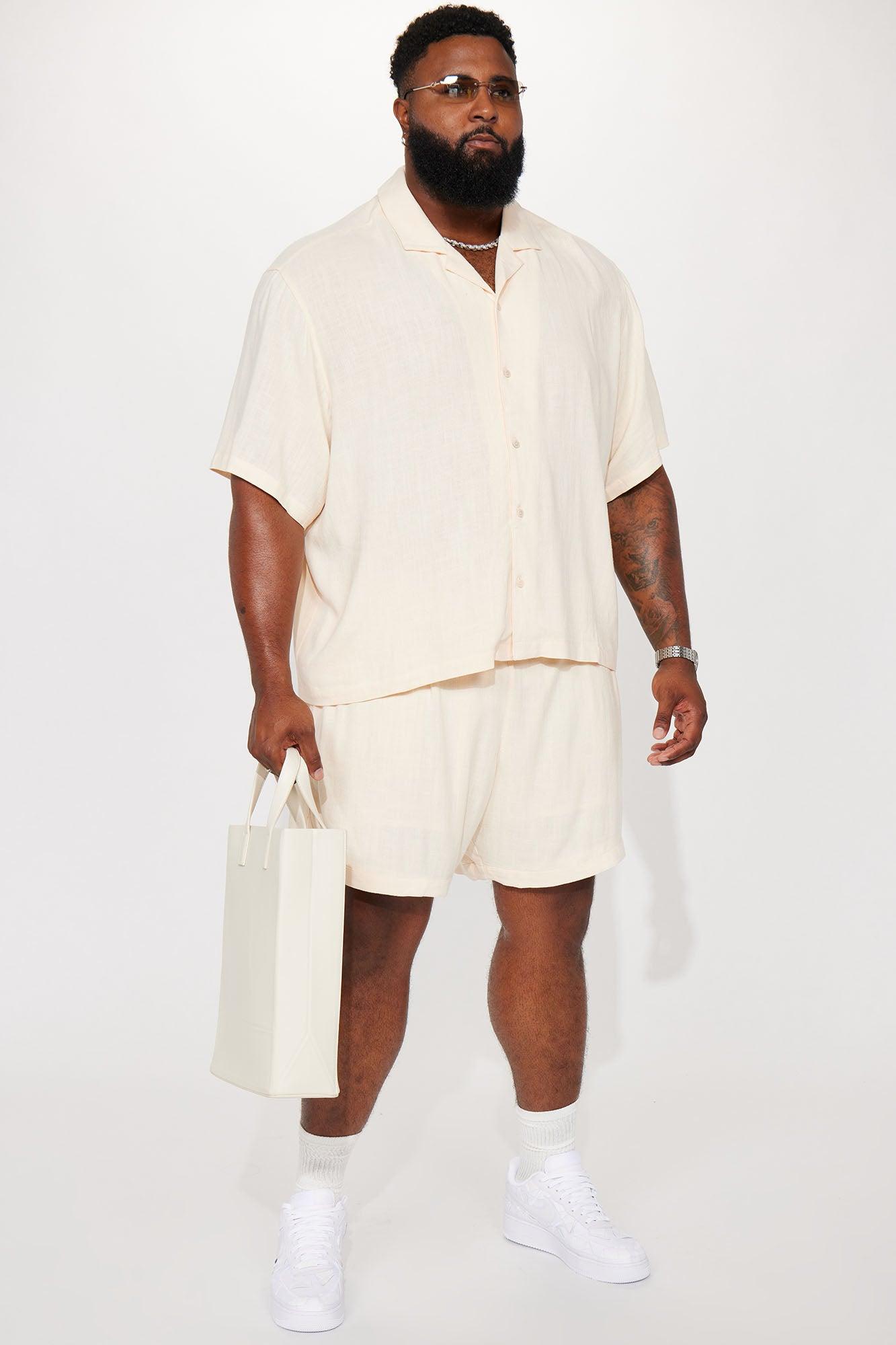 Can't Quit Textured Linen Button Up Shirt - Cream Product Image