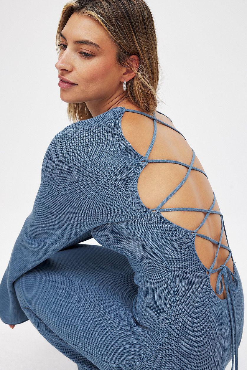 Open Back Lace Detail Knitted Maxi Dress Product Image