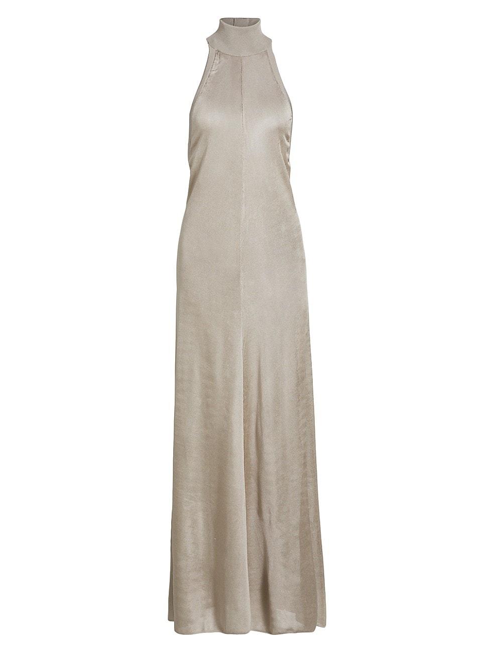 Womens Slinky Button-Back Halter Gown Product Image