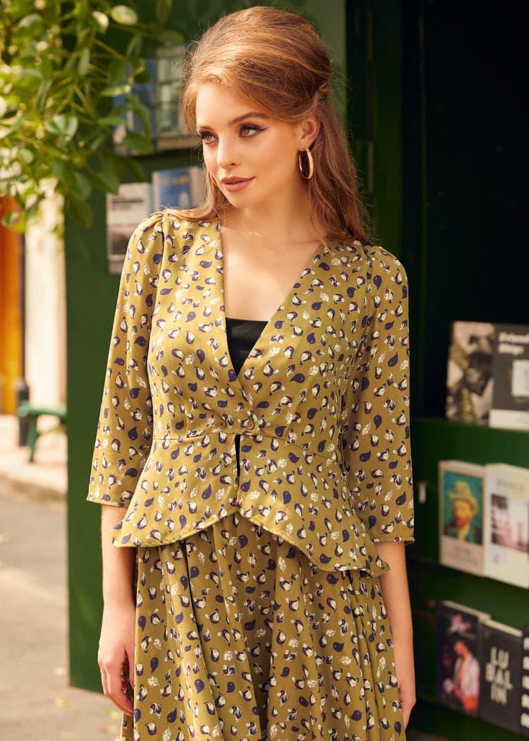 Day Party Puff Shoulder Peplum Blouse Product Image