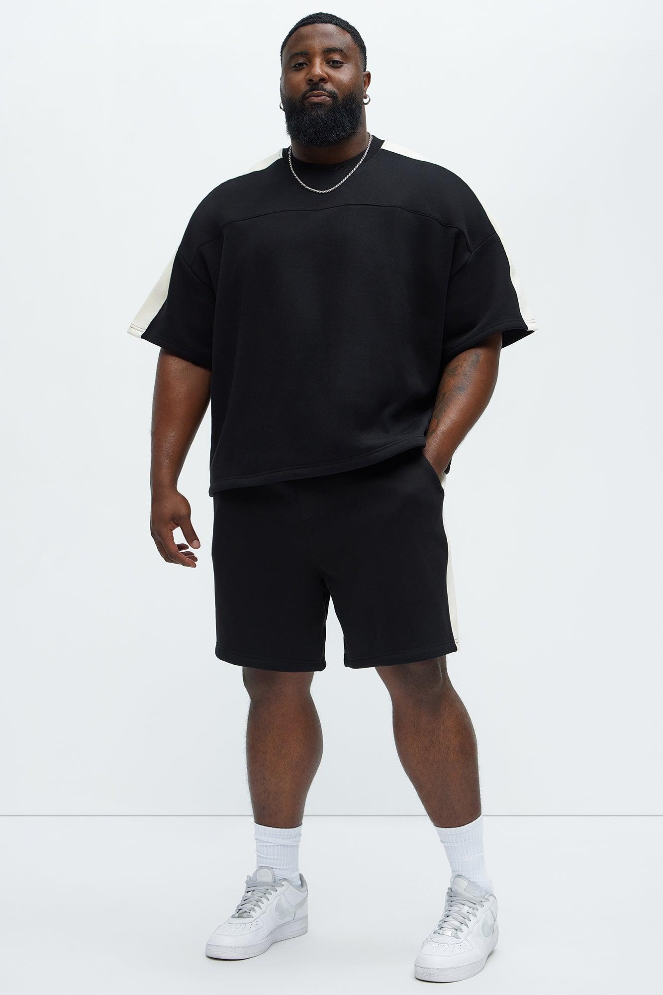 Tyson Oversized Heavyweight Striped Shorts - Black Product Image