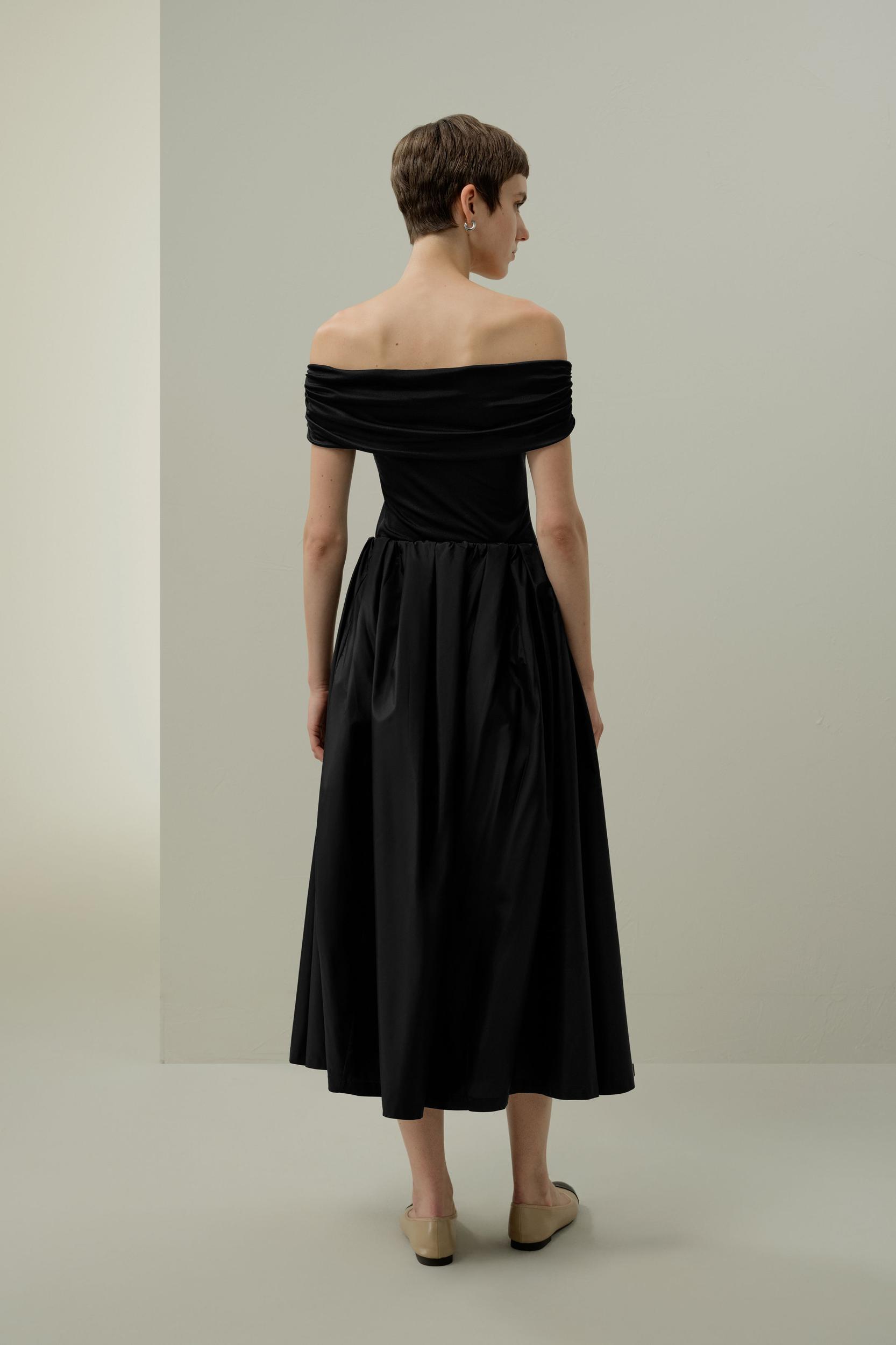 LILYSILK Women's Silk Taffeta Waist-Pleated Skirt, Black, Size 10, Water-Repellent & Voluminous Product Image