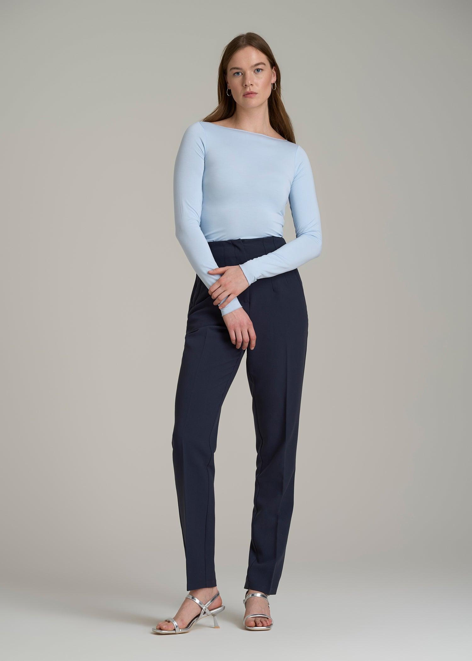 High Rise Pants with Darts for Tall Women in Navy Female Product Image