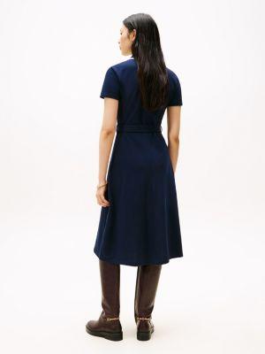 Belted Stretch Pique Polo Midi Dress Product Image