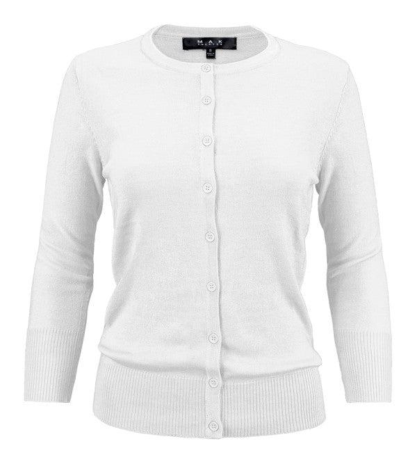 Crewneck Button Down Knit Cardigan Sweater Product Image