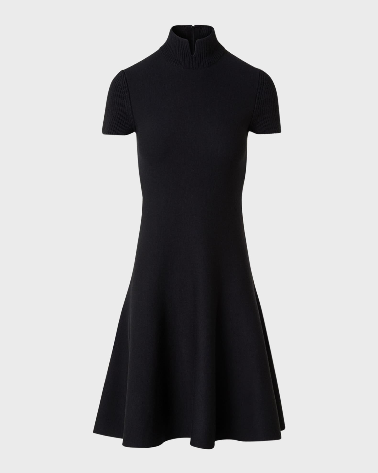 Short Mock-Neck Ribbed Wool Dress Product Image