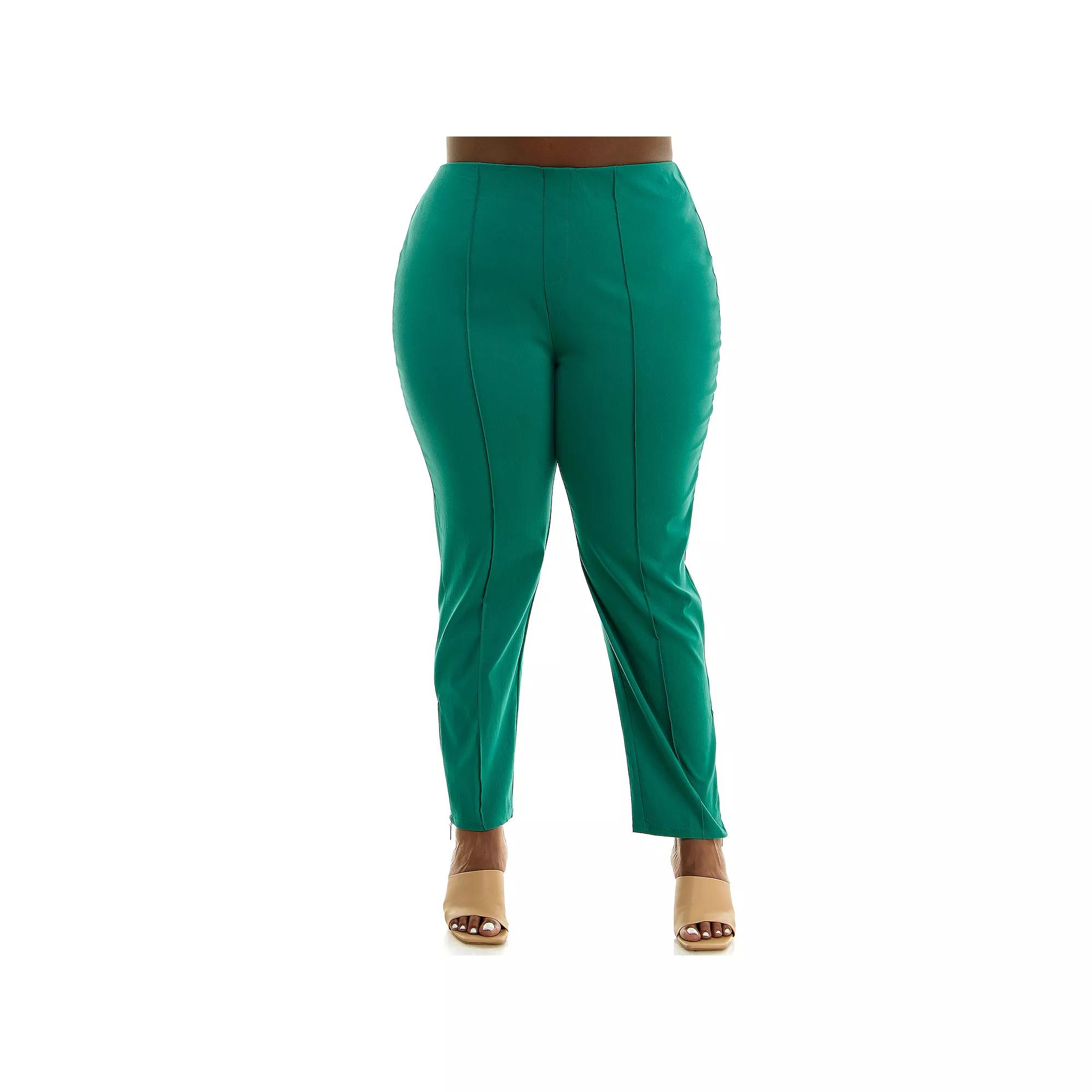 Plus Size Nina Leonard Elastic Ankle Pants, Women's, Size: 3XL, Kelly Green Product Image