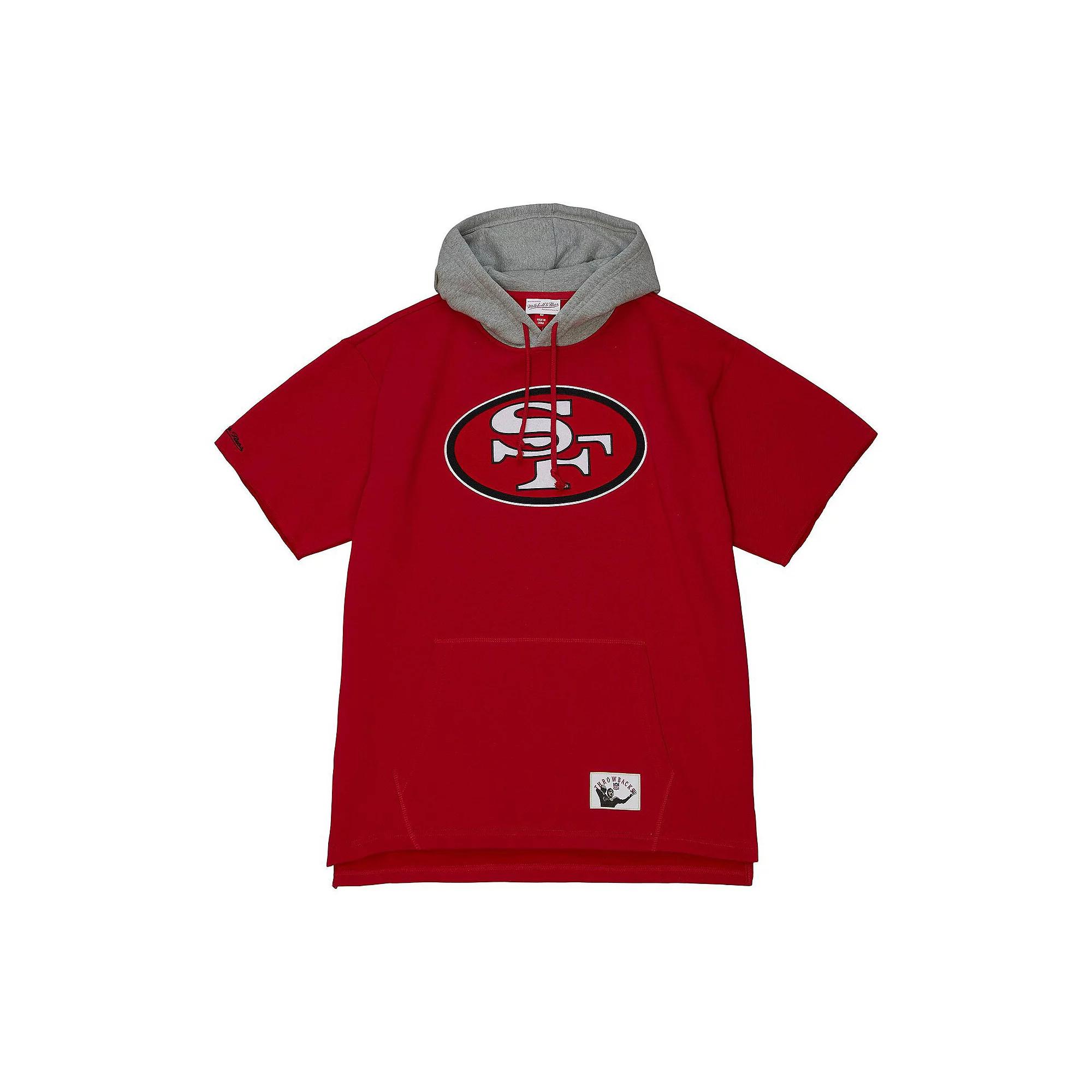 Men's Mitchell & Ness Scarlet San Francisco 49ers Postgame Short Sleeve Hoodie, Size: Large, Red Product Image