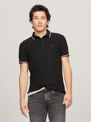 Slim Fit Stripe-Cuff Stretch Pique Polo Product Image