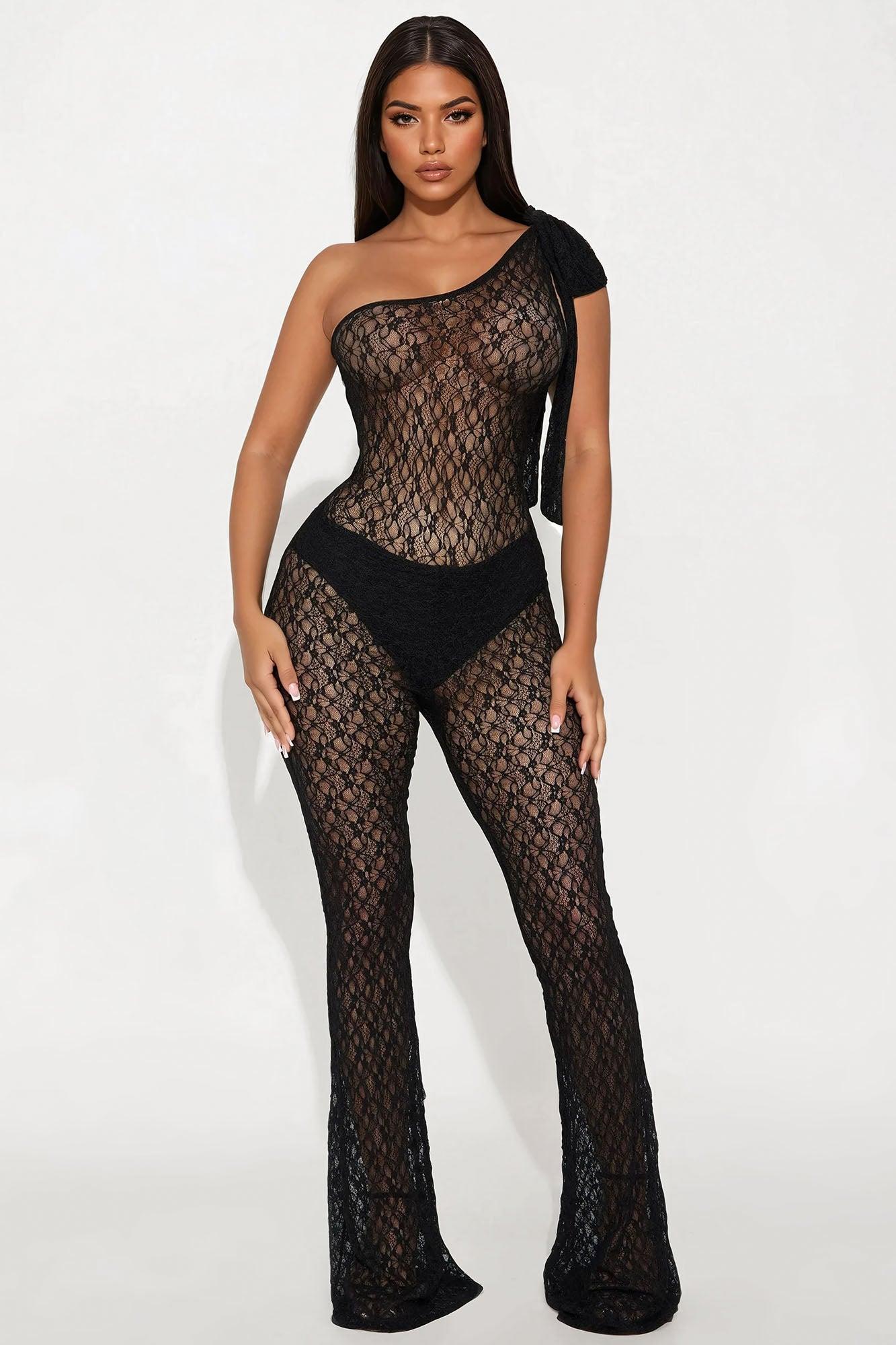 Make An Entrance Lace Jumpsuit - Black Product Image