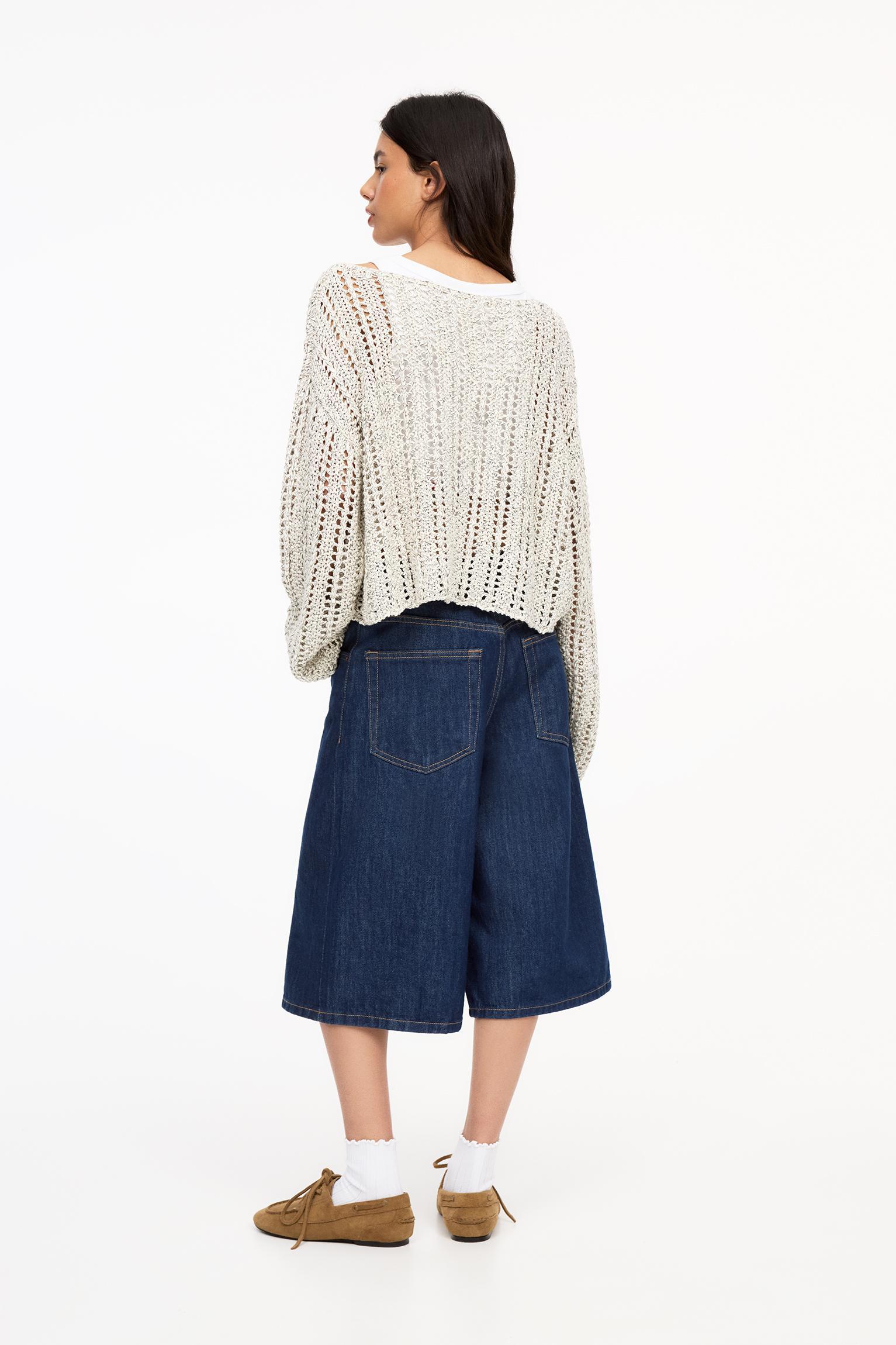 Cropped open knit sweater Product Image