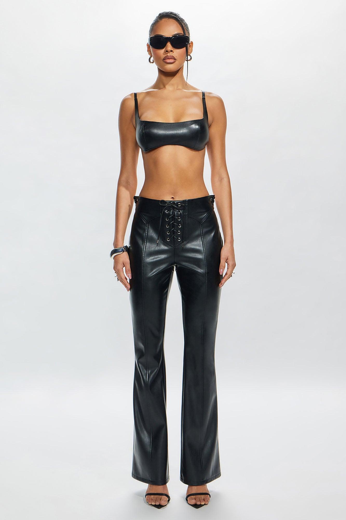 Vivienne Faux Leather Lace Up Pant - Black Product Image