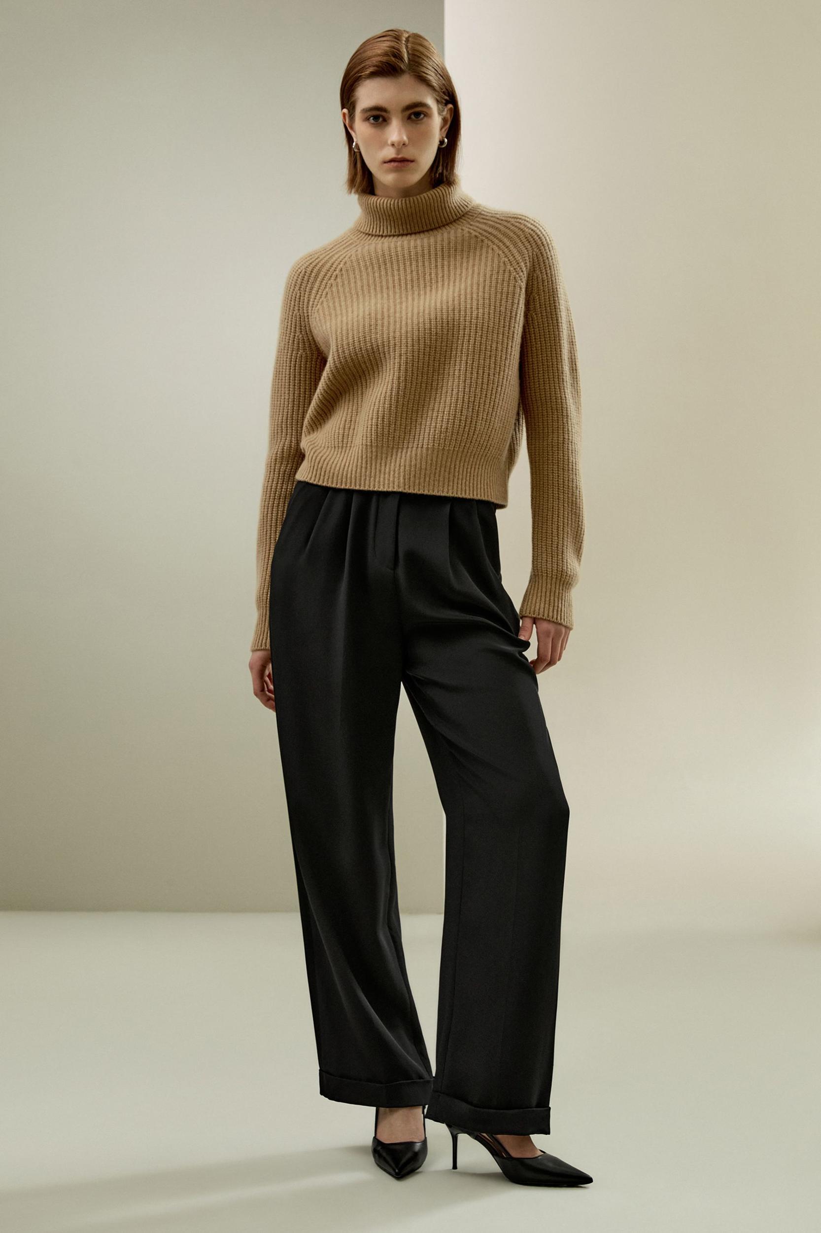 Cashmere Textured Turtleneck Sweater Product Image