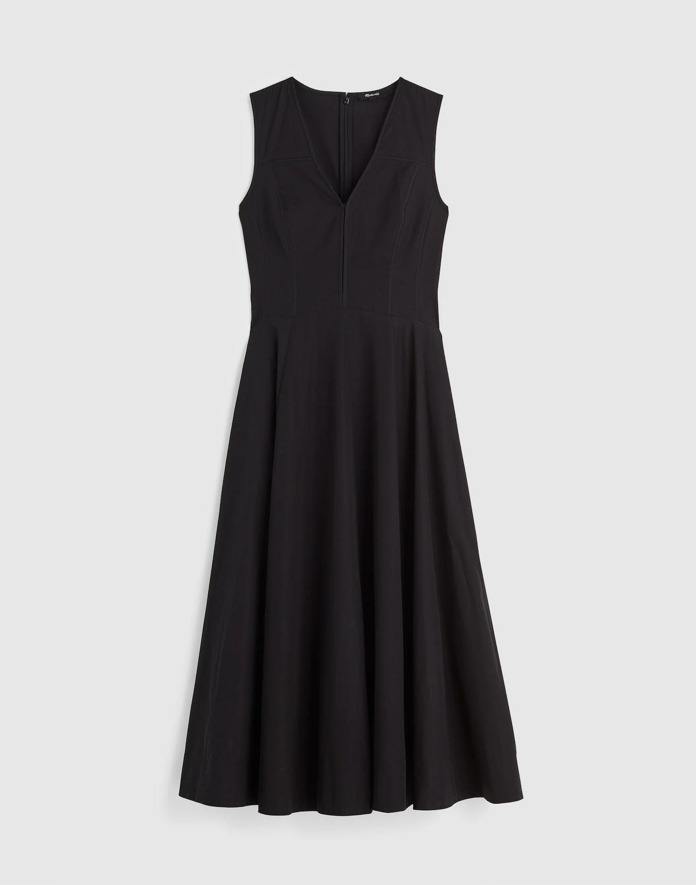 Poplin V-Neck Circle Midi Dress Product Image