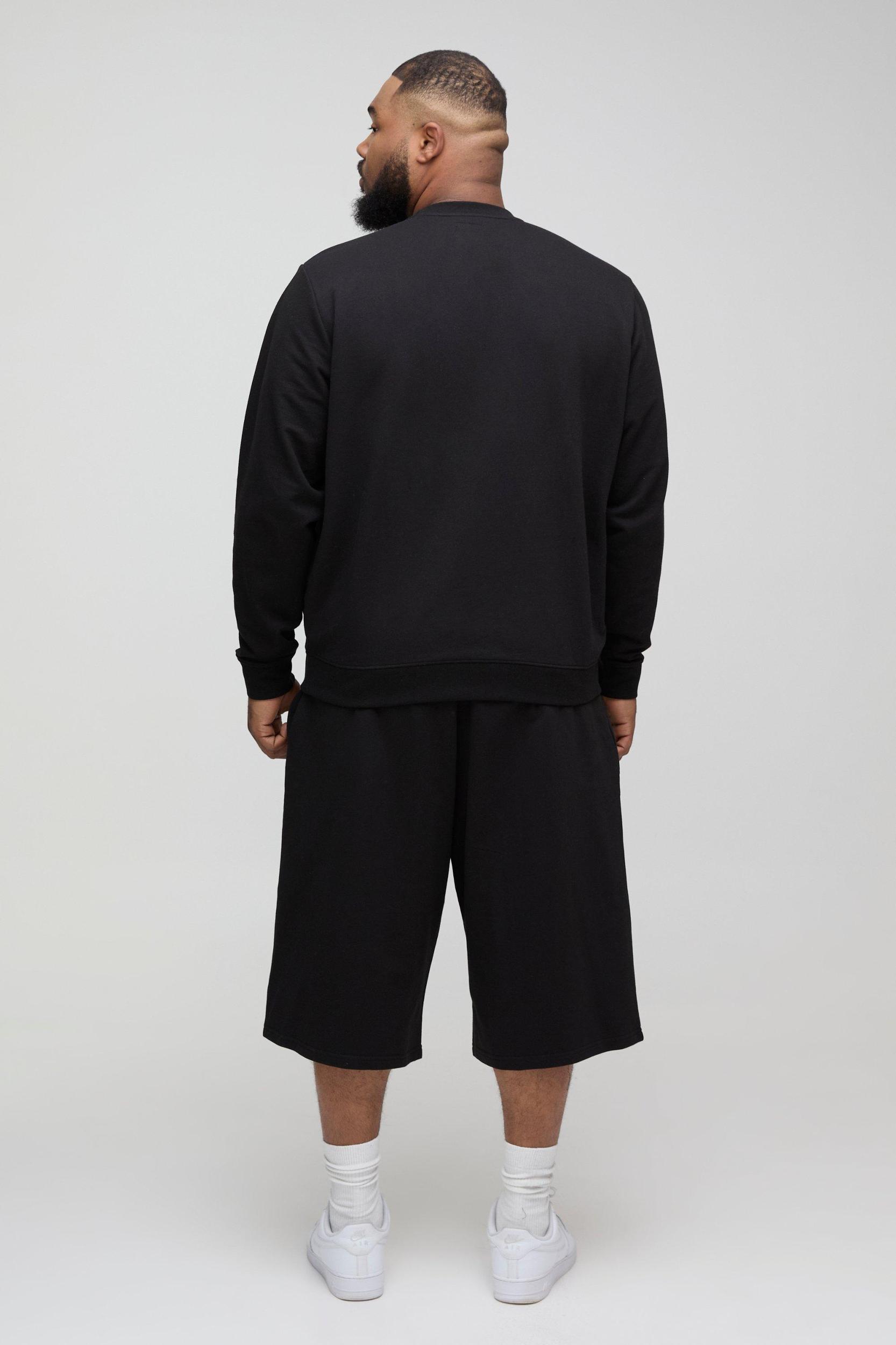 Plus 260GSM Loopback Basic Regular Fit Jersey Longline Shorts | boohooMAN USA Product Image