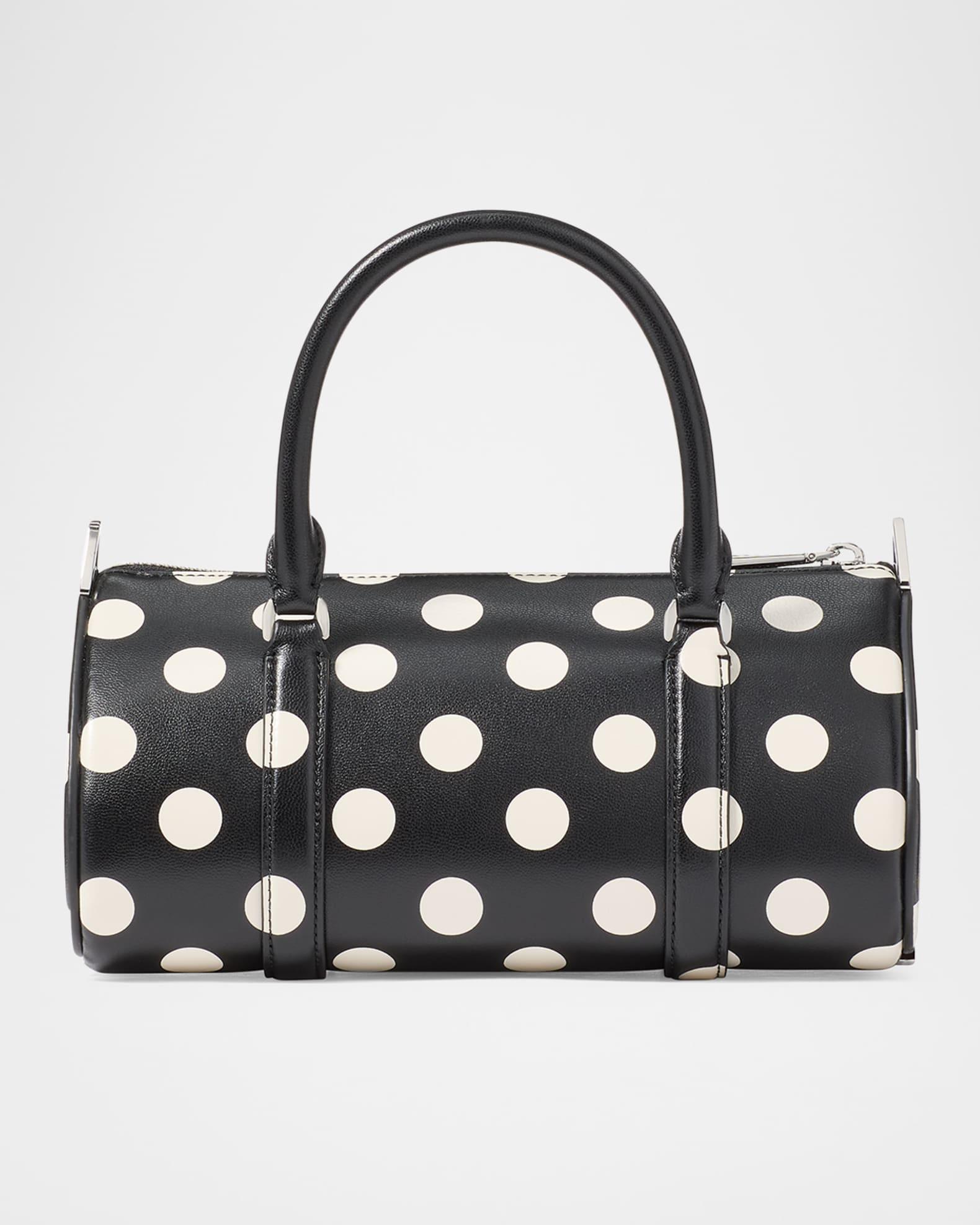 spade icon small polka dot leather barrel top-handle bag Product Image