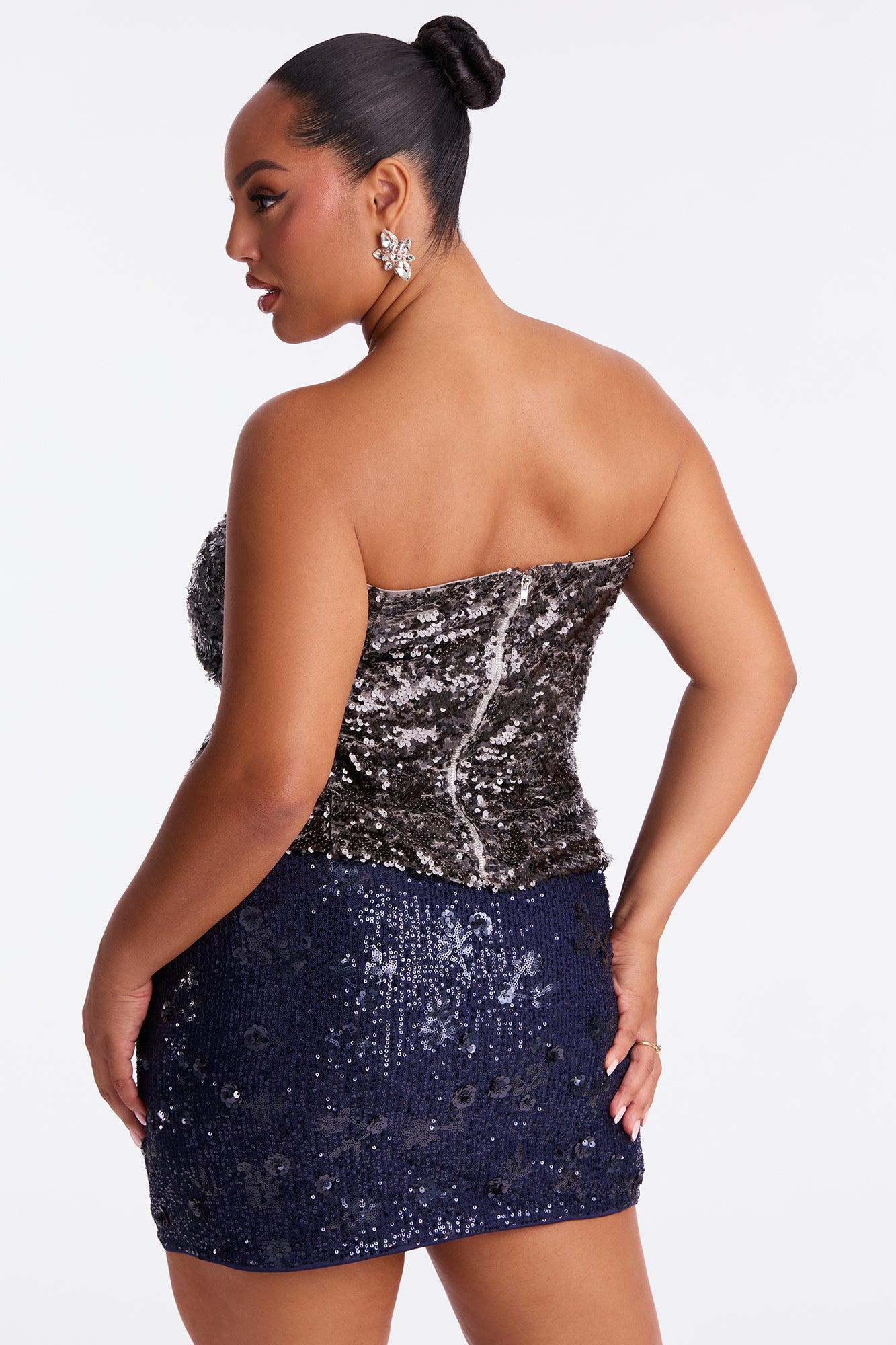 Shooting Sparks Sequin Top - Grey Female Product Image