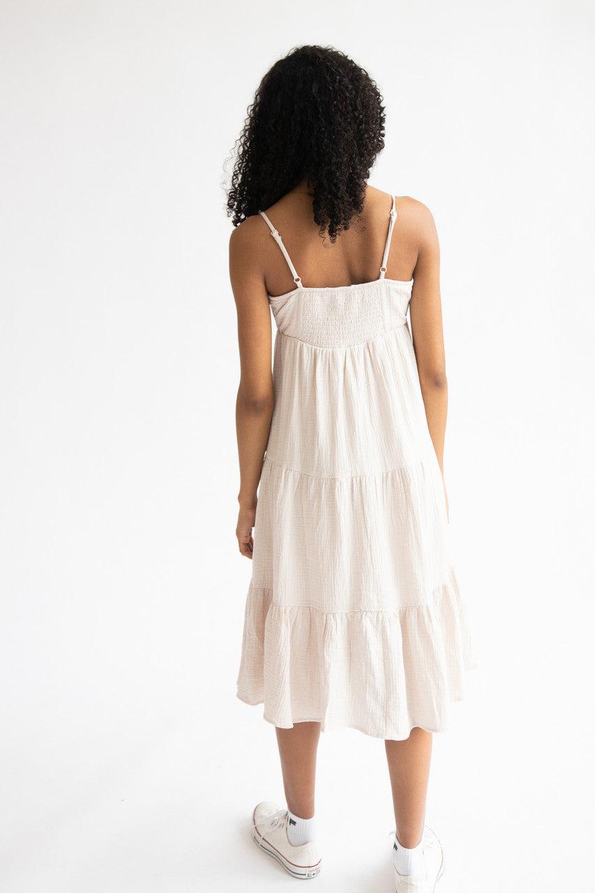 Tiered Gauze Midi Dress Product Image