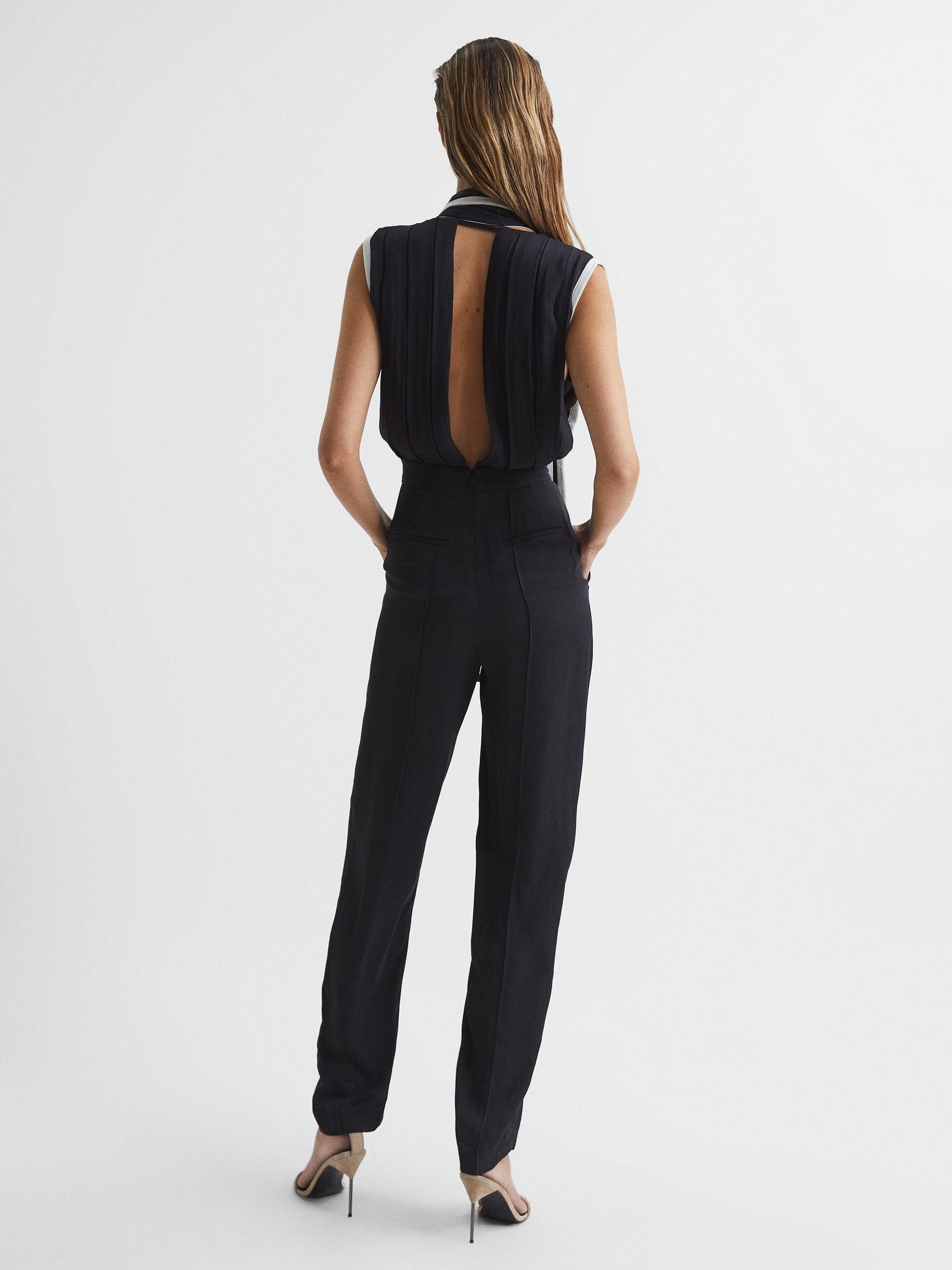 Petite Removable Tie Neck Jumpsuit in Black Product Image