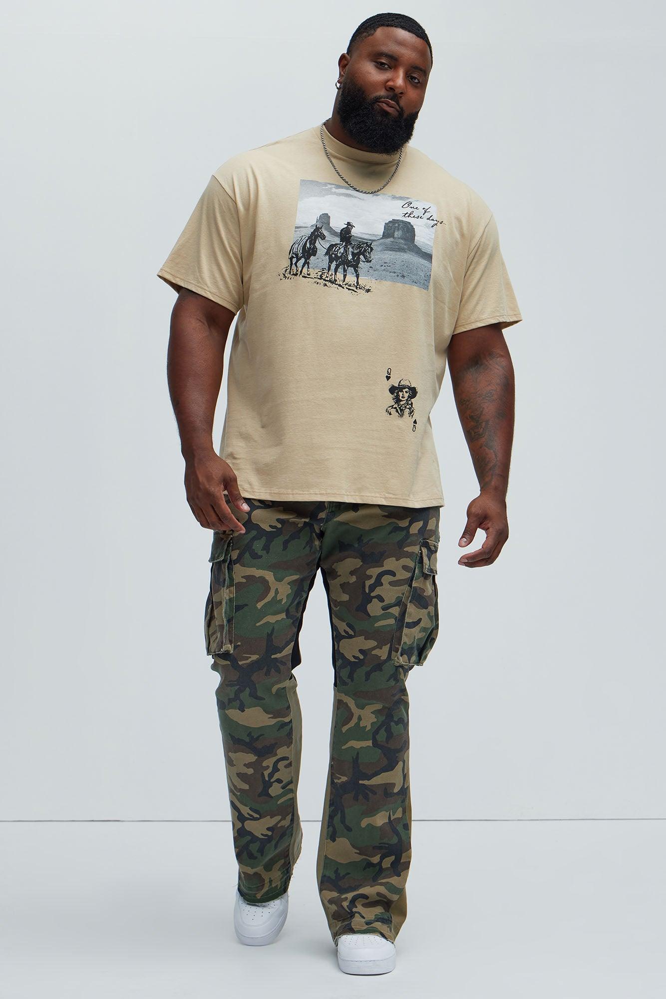 Commando Cargo Twill Flared Pants - Camouflage Product Image