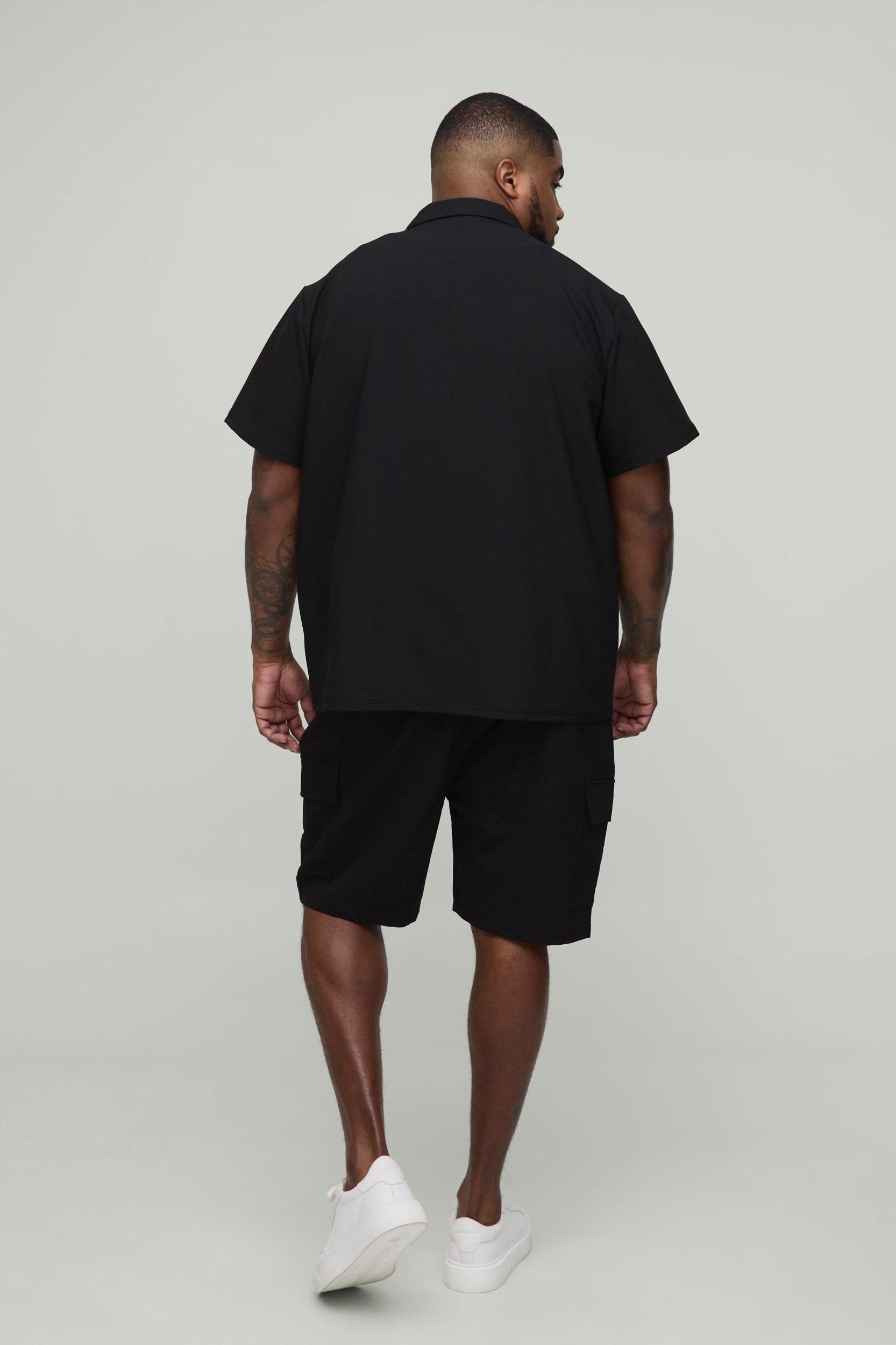 Plus Regular Technical Stretch Revere Shirt | boohooMAN USA Product Image