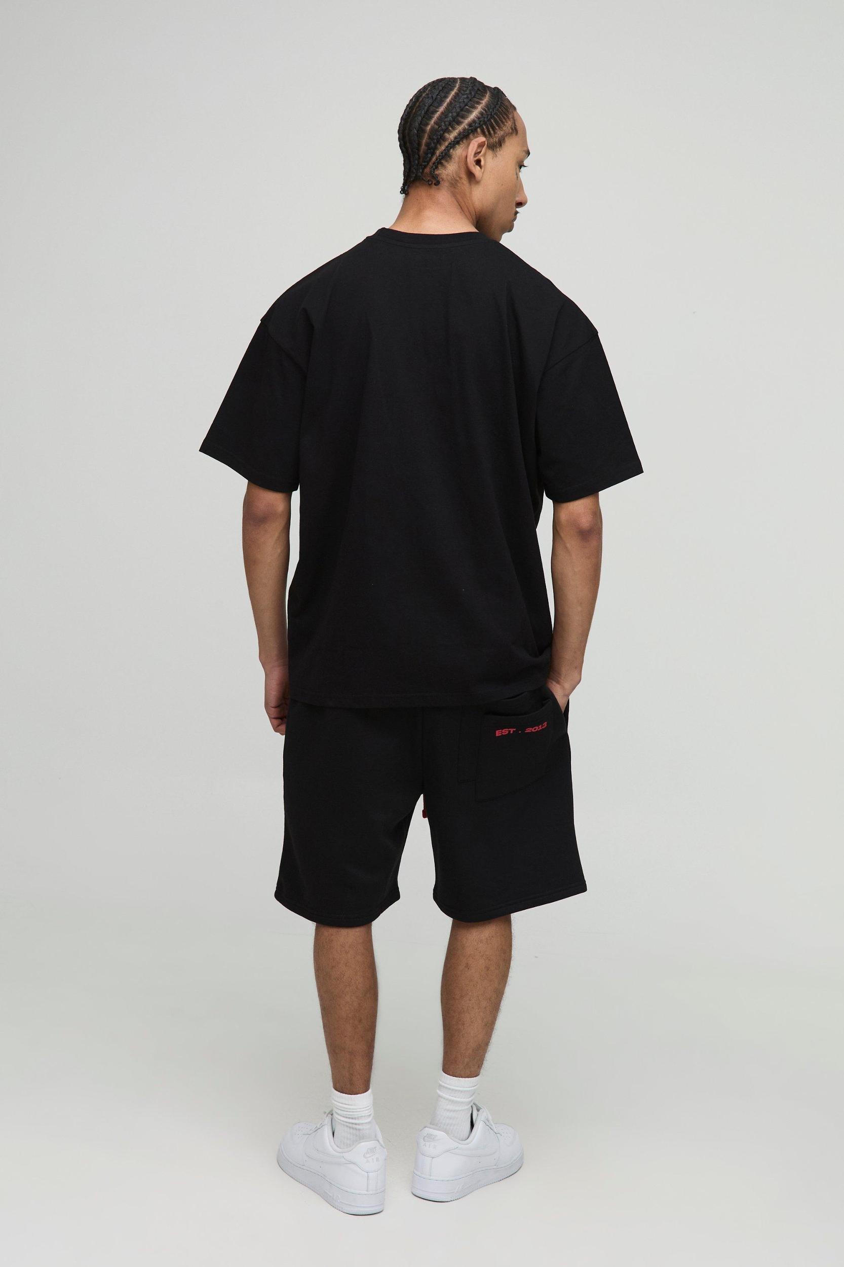 Oversized Worldwide Graphic T-Shirt & Short Set | boohooMAN USA Product Image