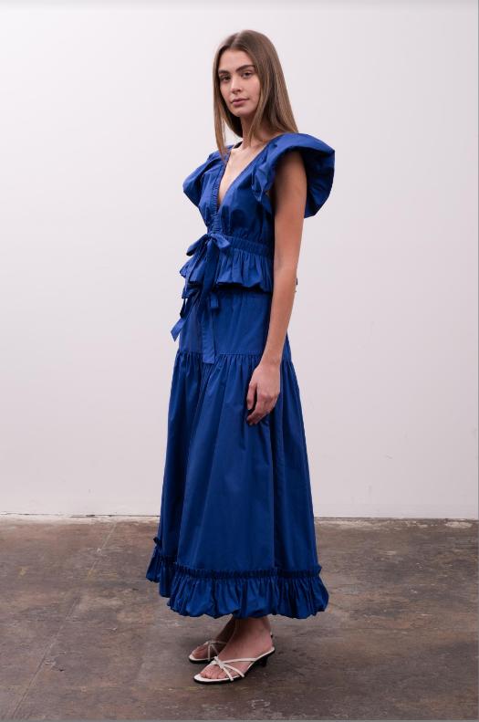 May Bubble Sleeve Top | Blue Product Image