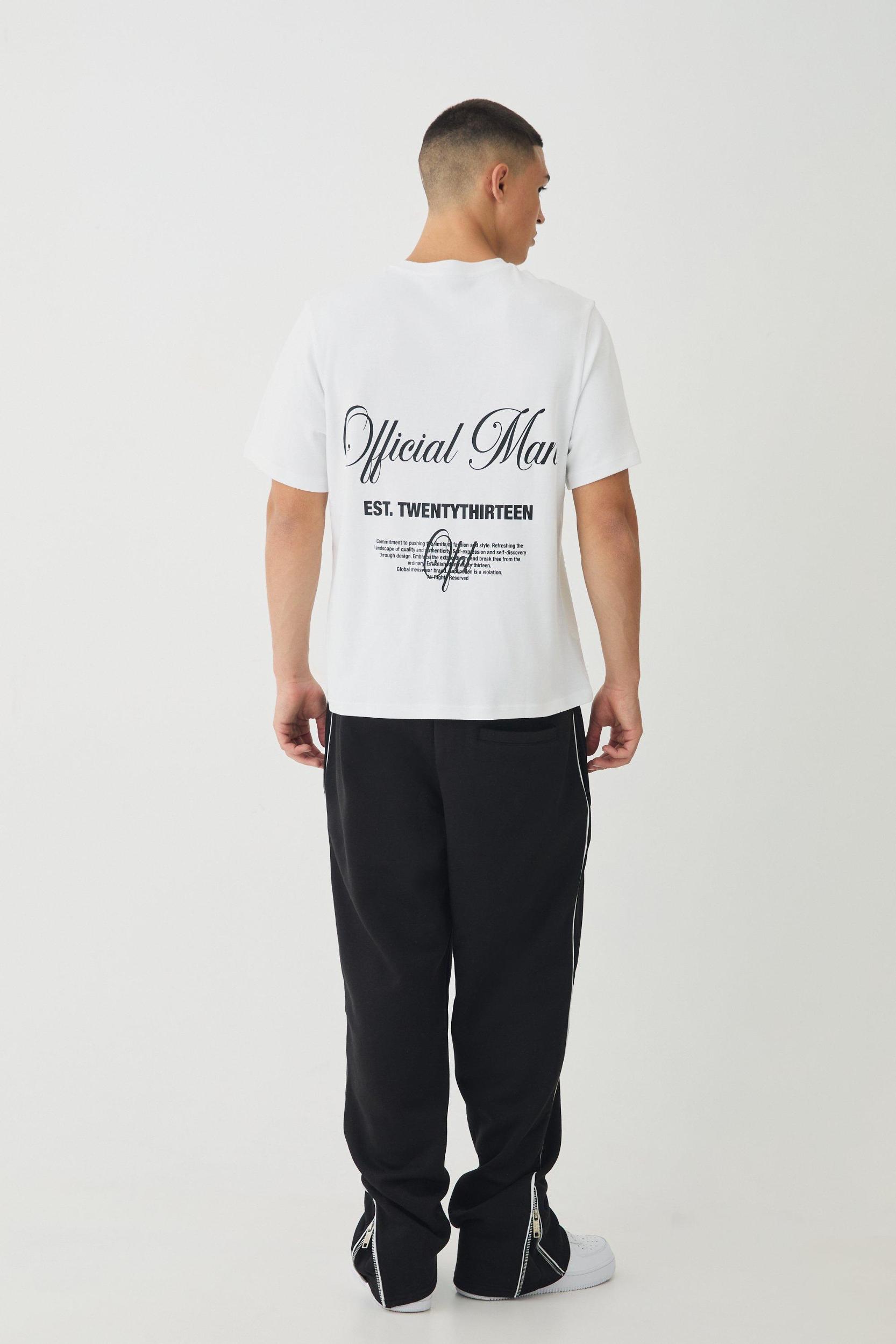 Regular Fit Official Man Interlock Print T-Shirt | boohooMAN USA Product Image