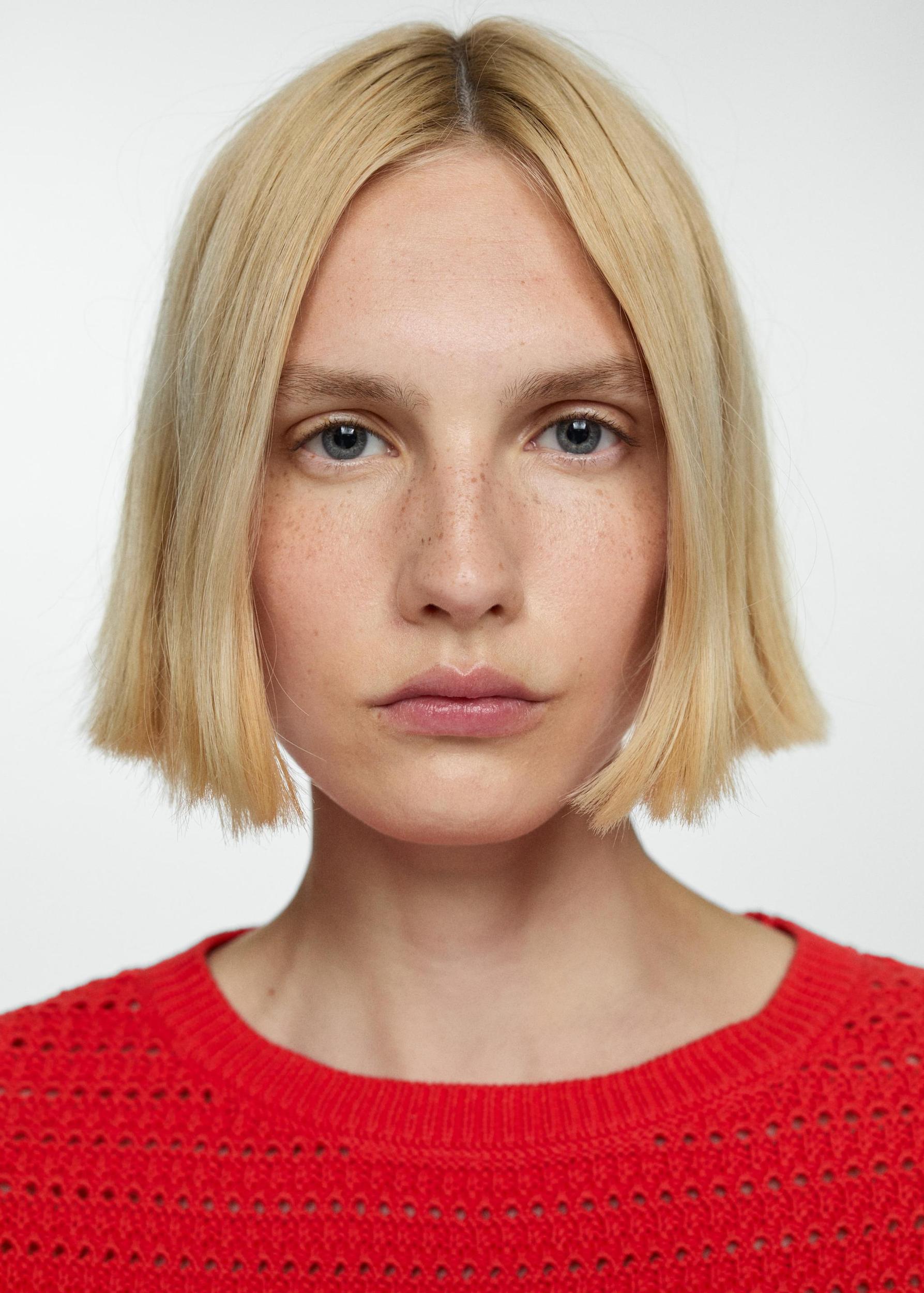 Knitted sweater with openwork details - Women | MANGO USA Product Image