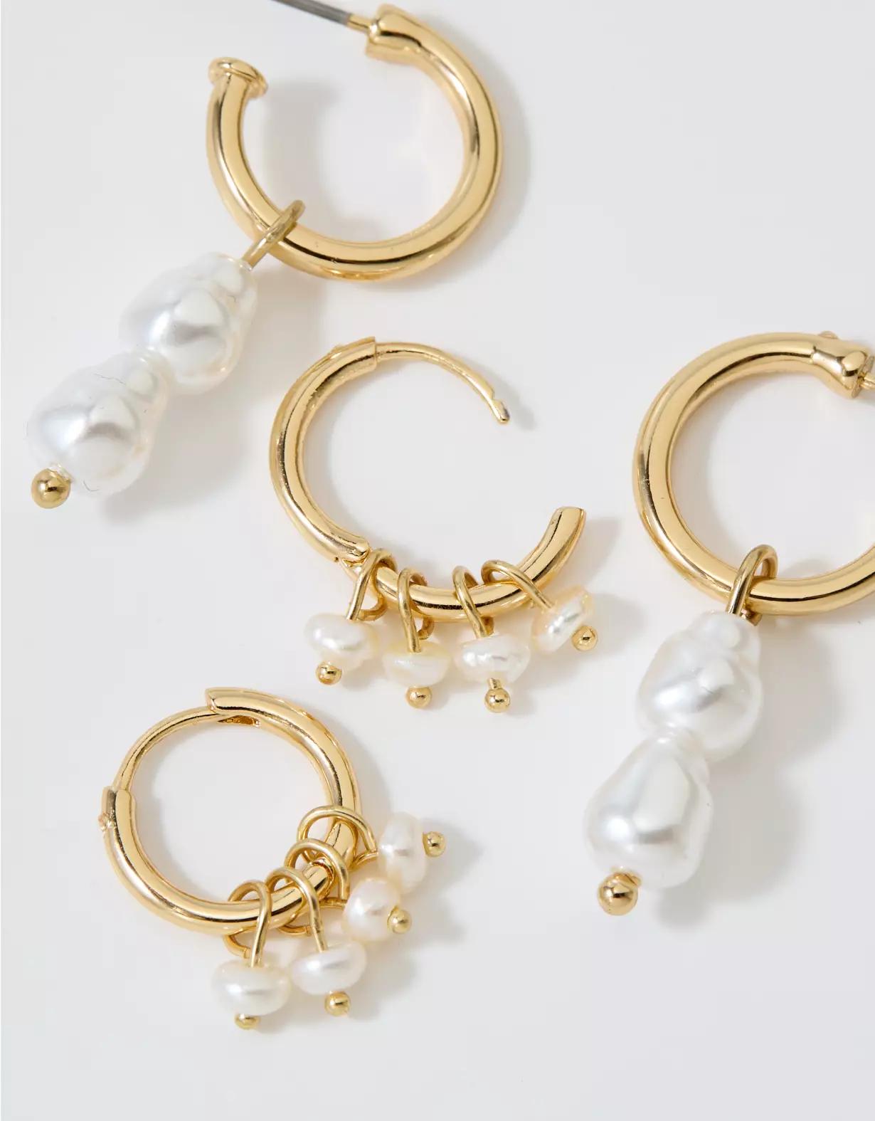 Aerie Hoop And Pearl Earrings 2-Pack Product Image