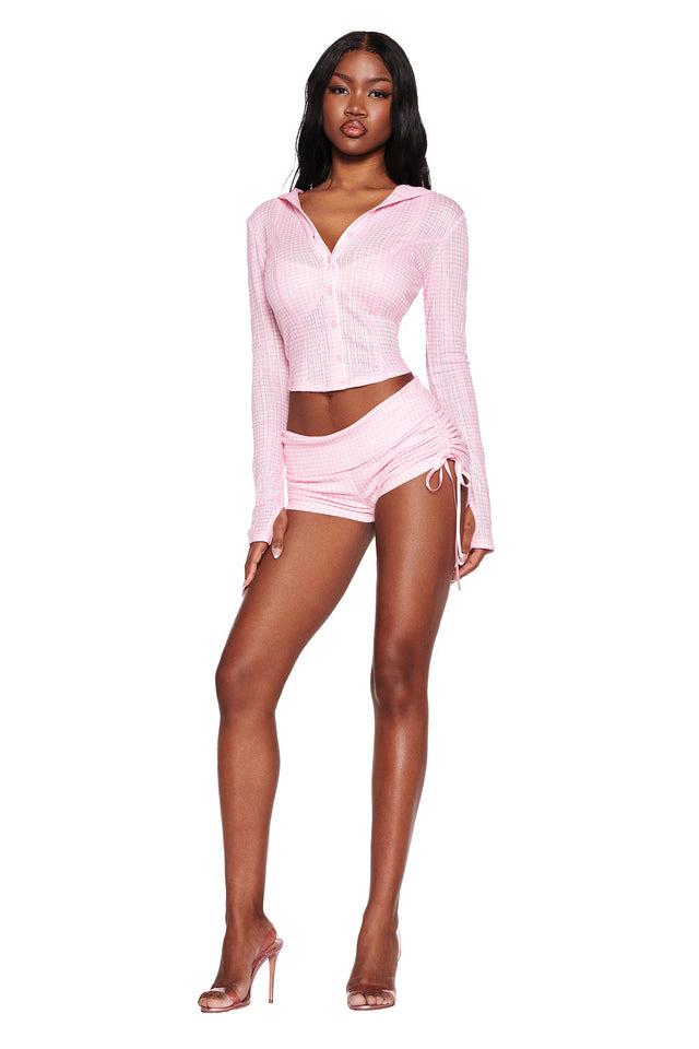 MIA SHORT - PINK : PINK GINGHAM Product Image