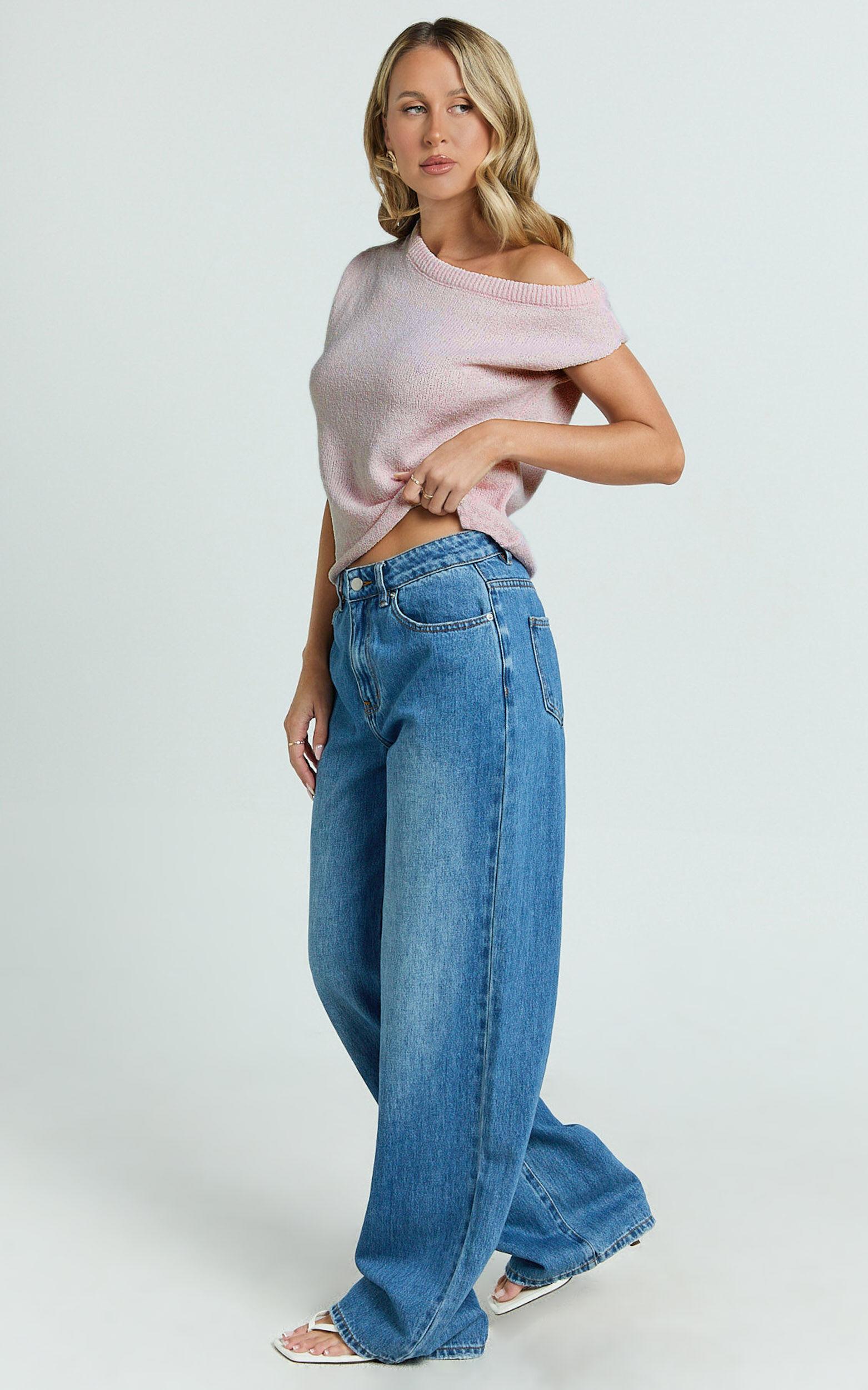 Marilou Top - Knit Off Shoulder Top in Pink Product Image
