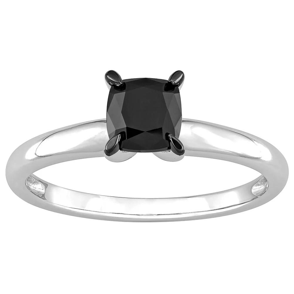 Stella Grace 14k White Gold 1 Carat T.W Black Diamond Solitaire Ring, Women's Product Image