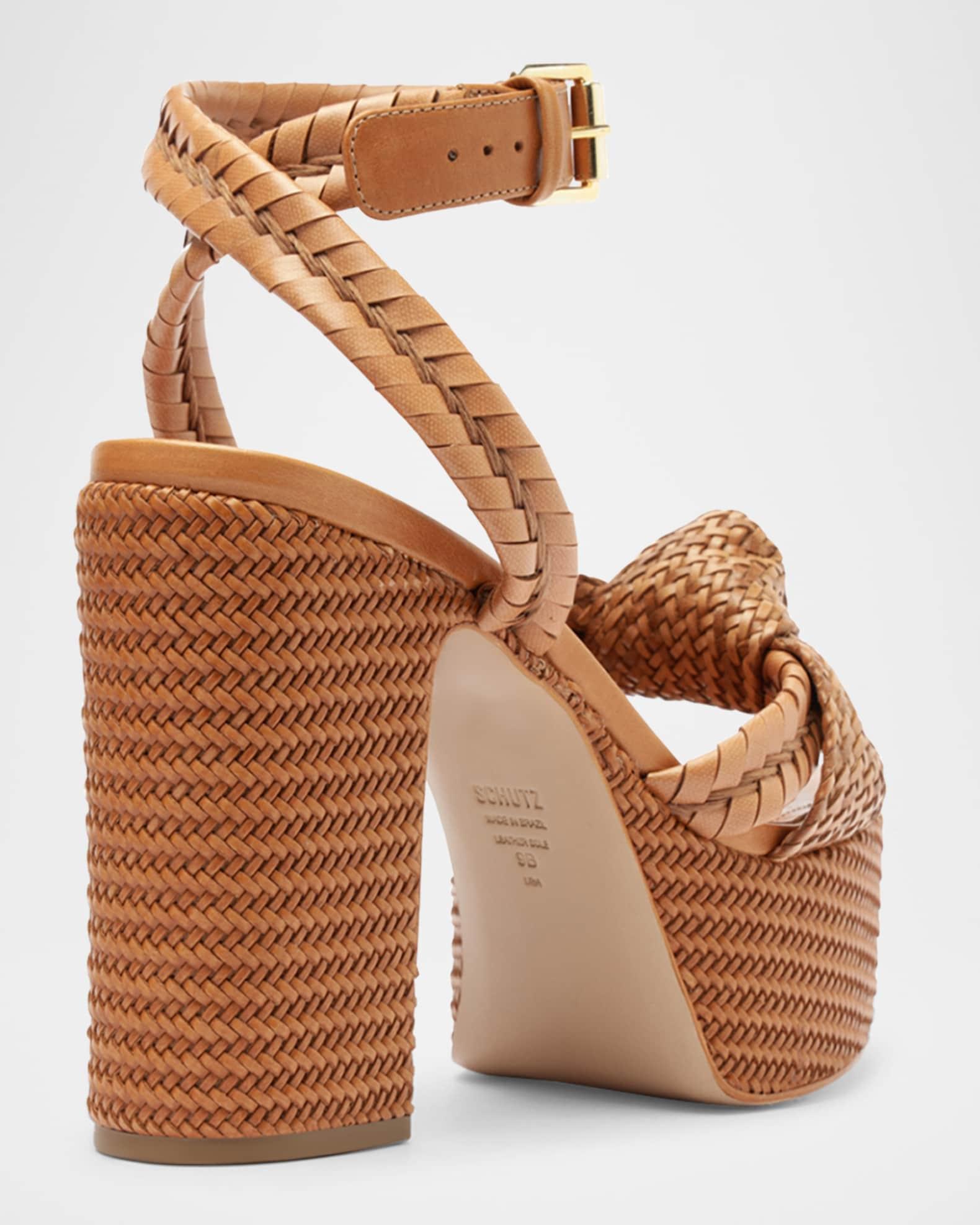 Khari Knotted Leather Ankle-Strap Platform Sandals Product Image