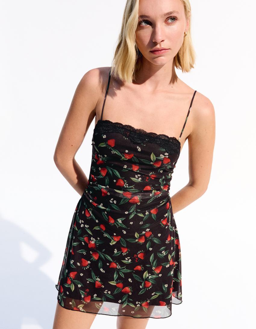 Printed tulle mini dress Product Image