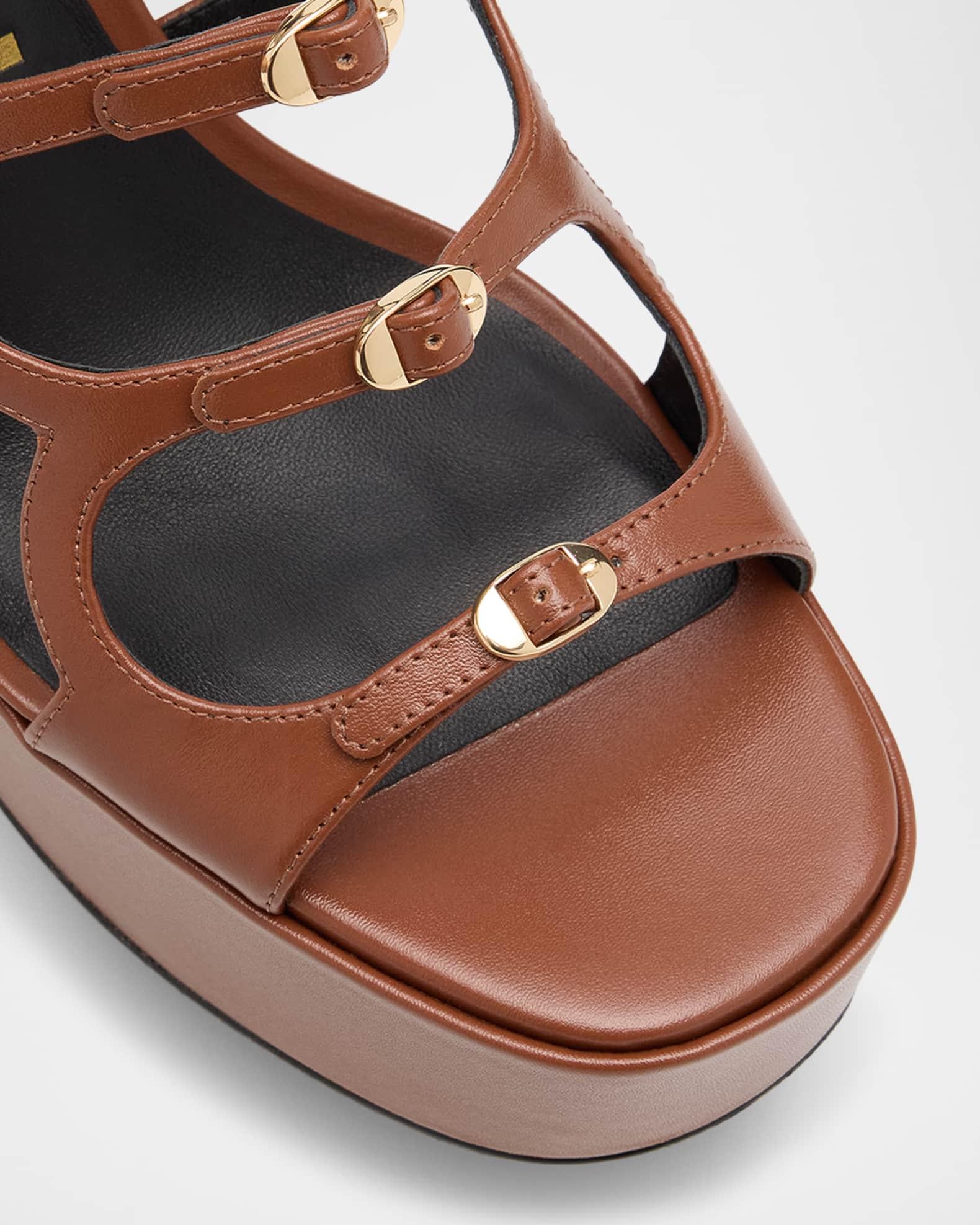 Kiki Leather Buckles Platform Sandals Product Image