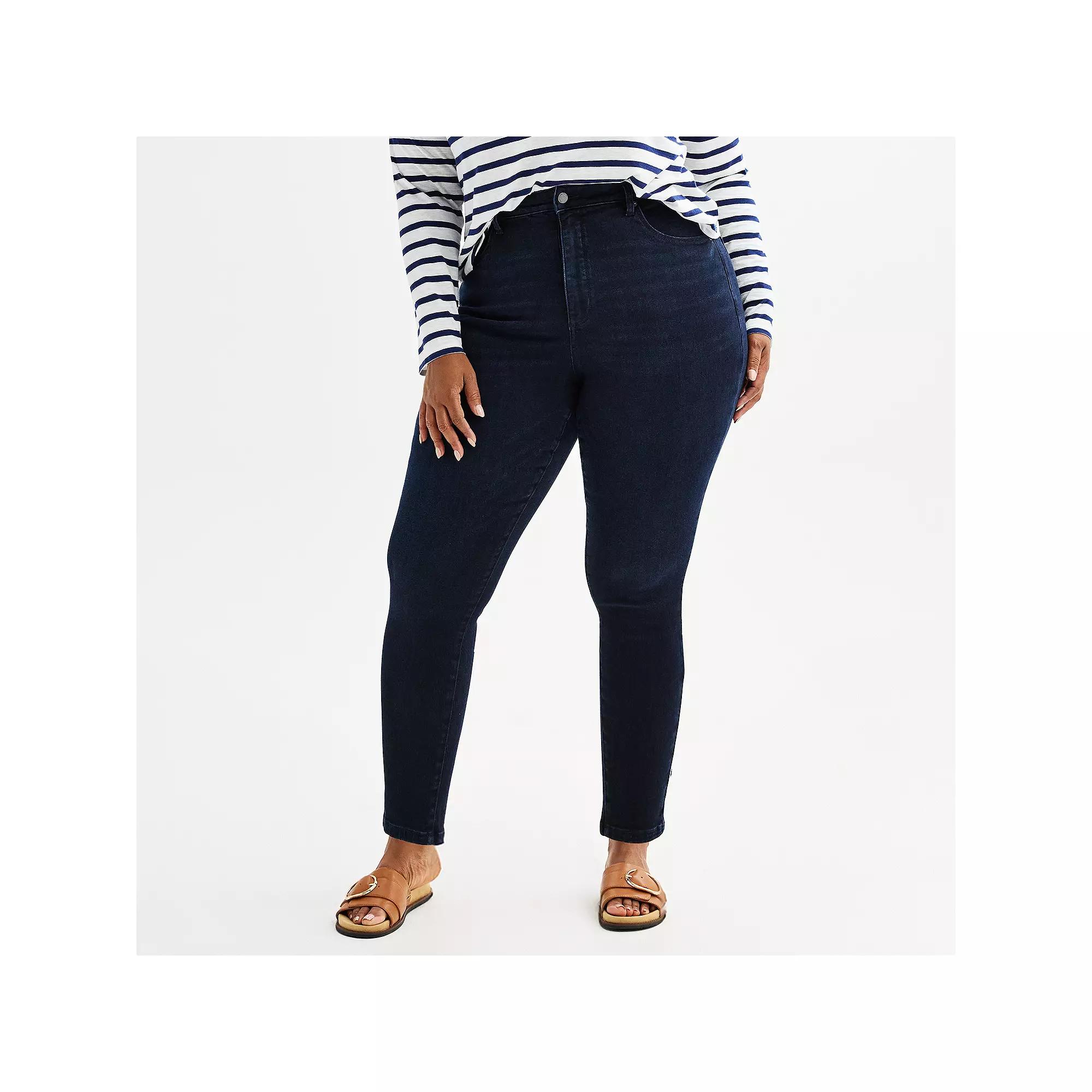 Plus Size Sonoma Goods For Life® High Rise Curvy Skinny Jeans, Women's, Size: 14 W, Dark Rinse Blue Product Image