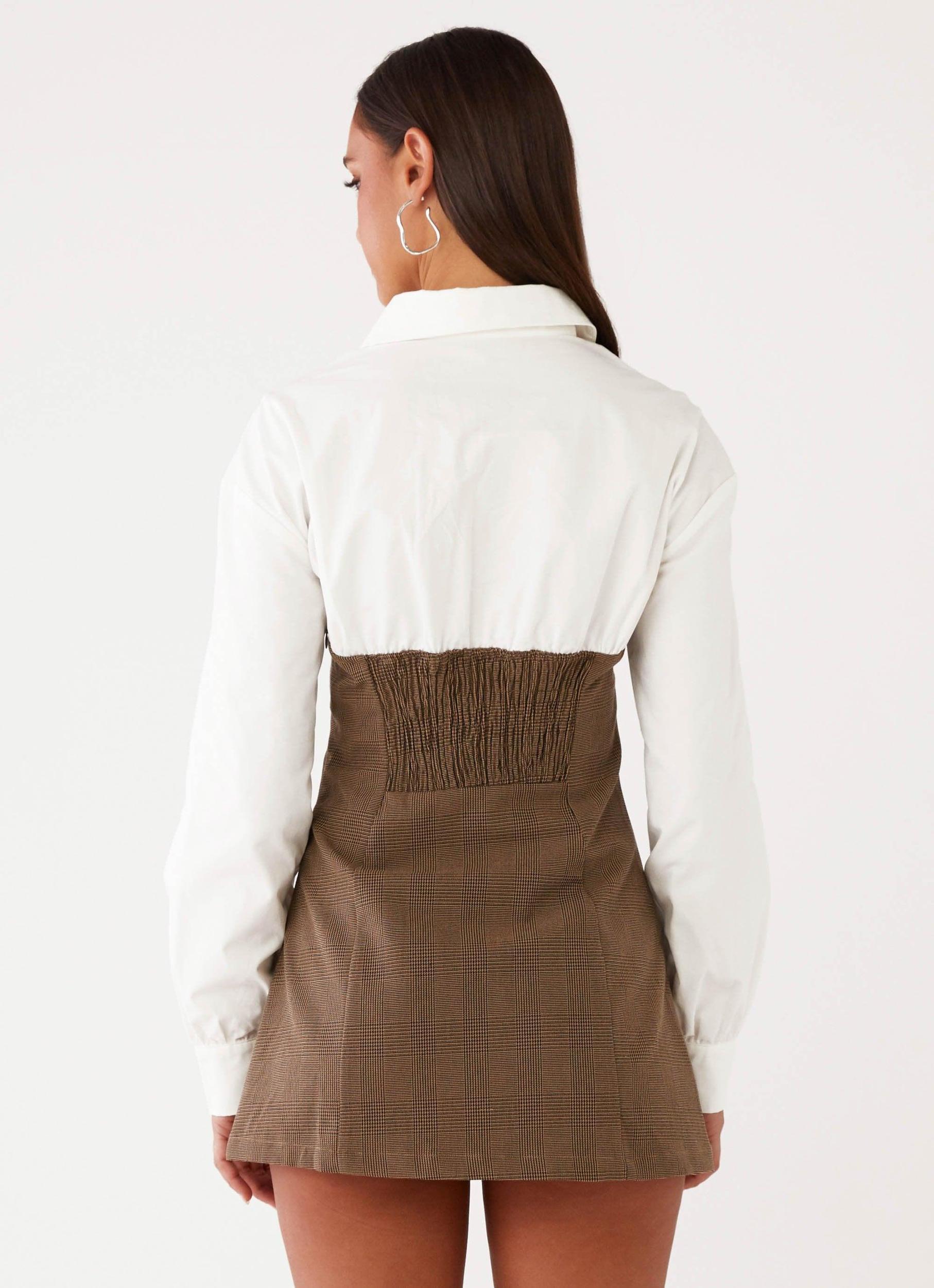 Adelaide Shirt Mini Dress - Brown Girls Product Image
