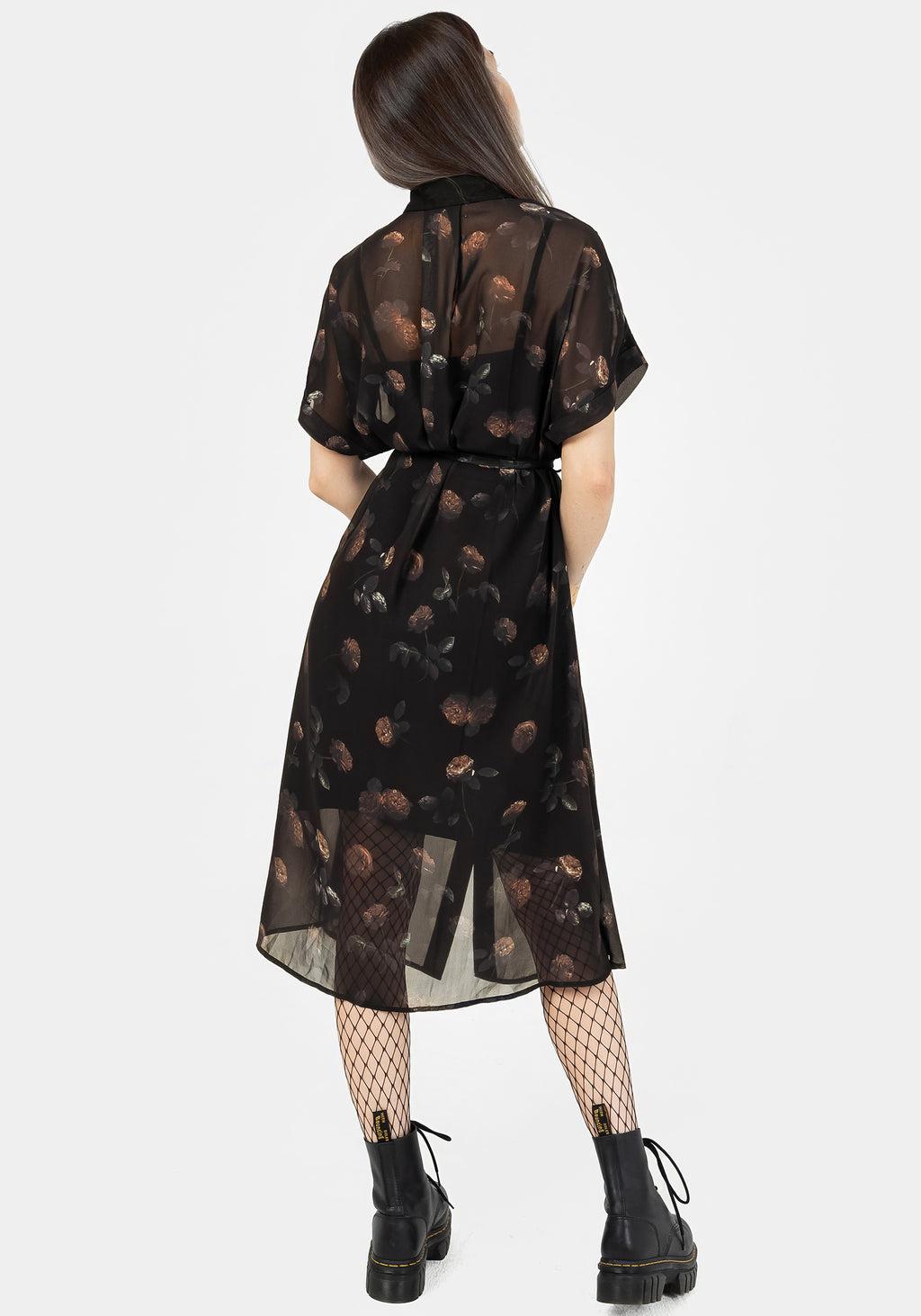 Monica Floral Chiffon Midi Shirt Dress Product Image