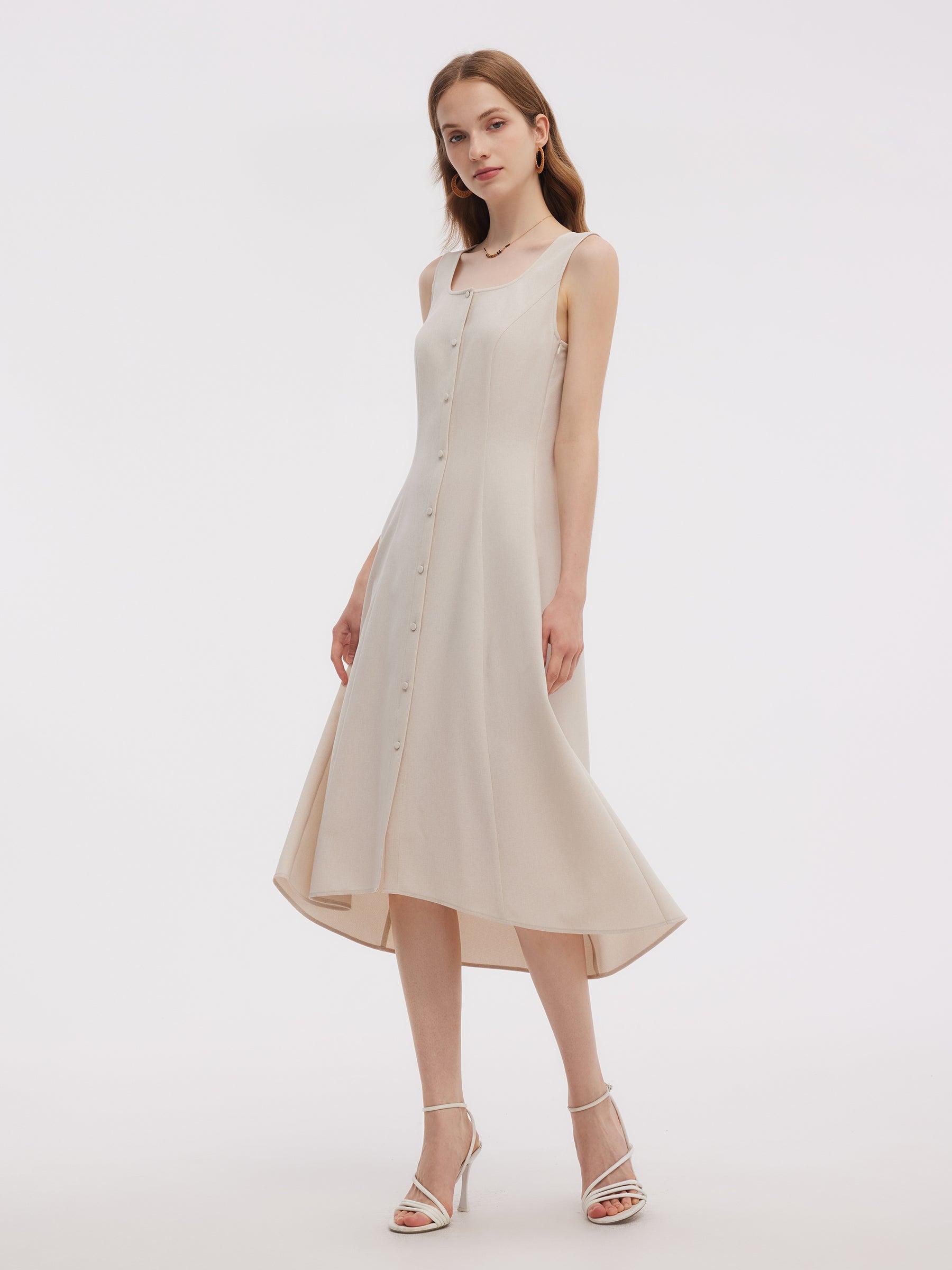 Sleeveless Midi Dress And Detachable Capelet Two-Piece Set Product Image