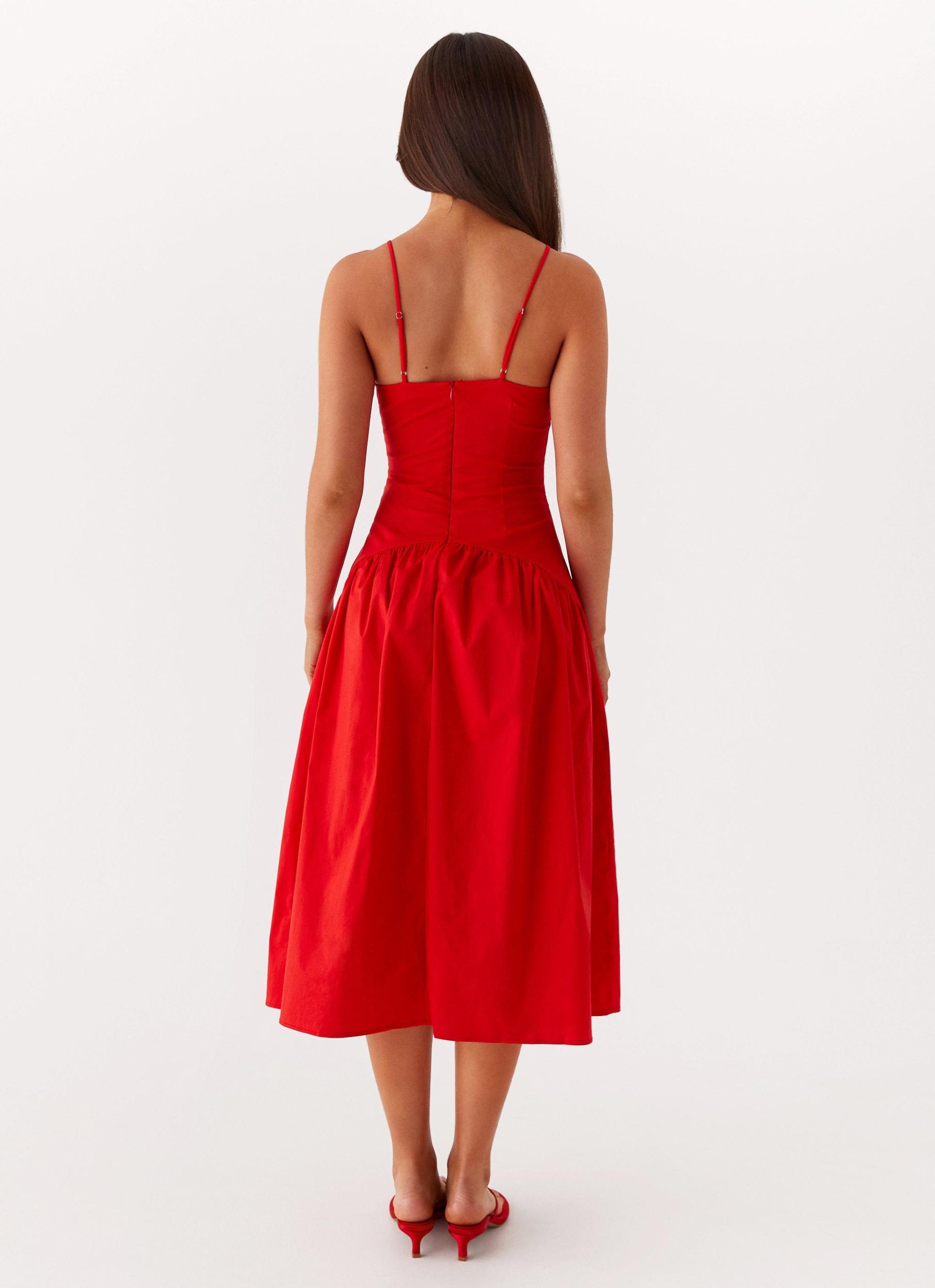 Yvette Corset Midi Dress - Red Product Image