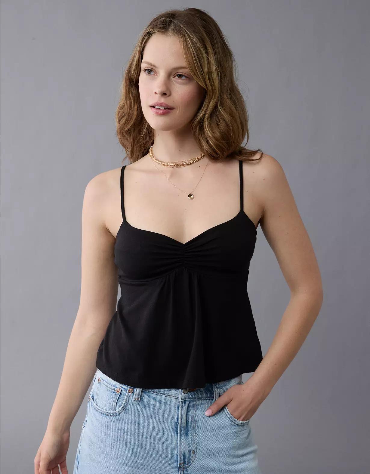 AE Cinched Sweetheart Babydoll Tank Top Product Image