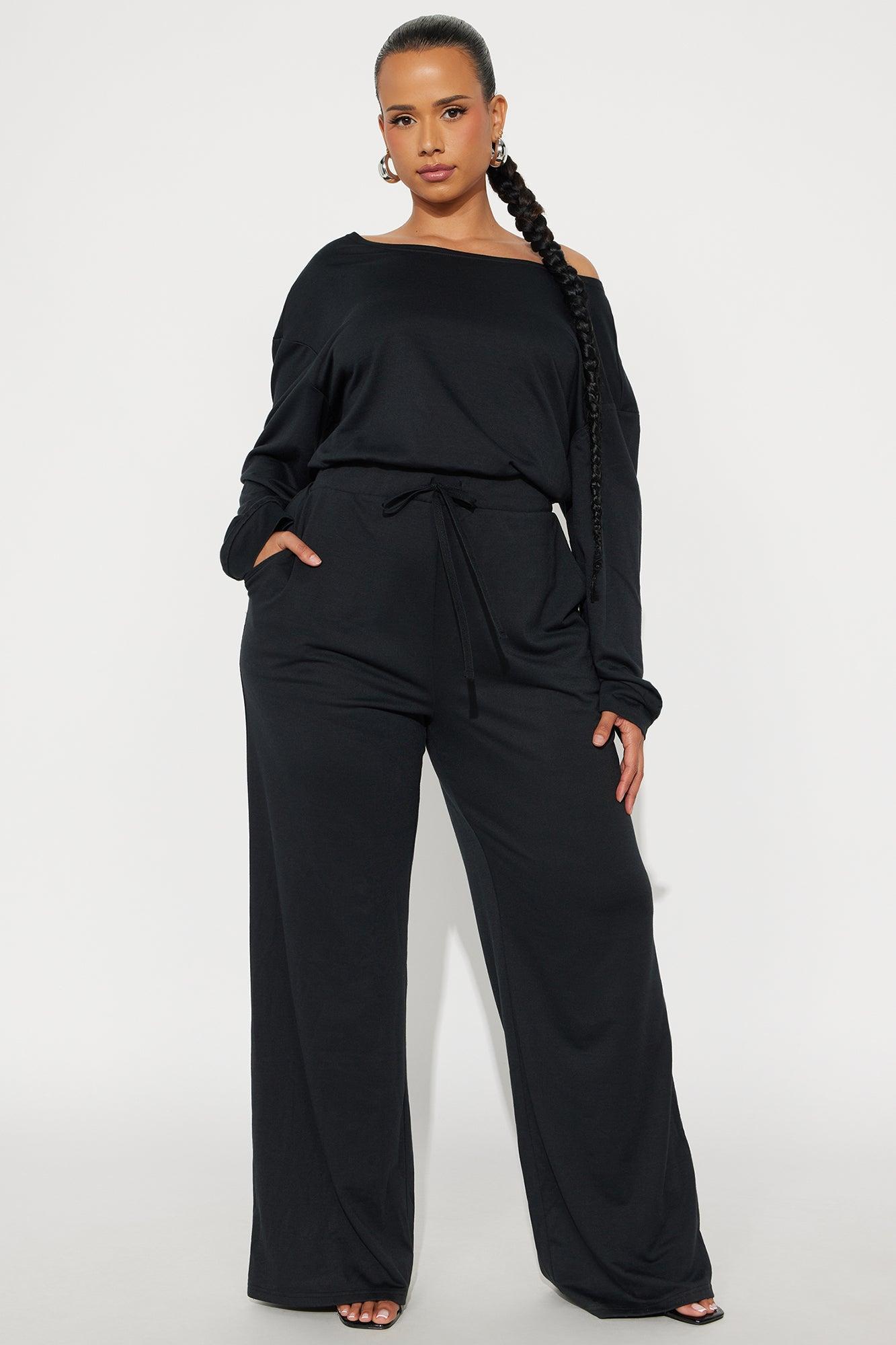 Just Warming Up French Terry Jumpsuit - Black Female Product Image